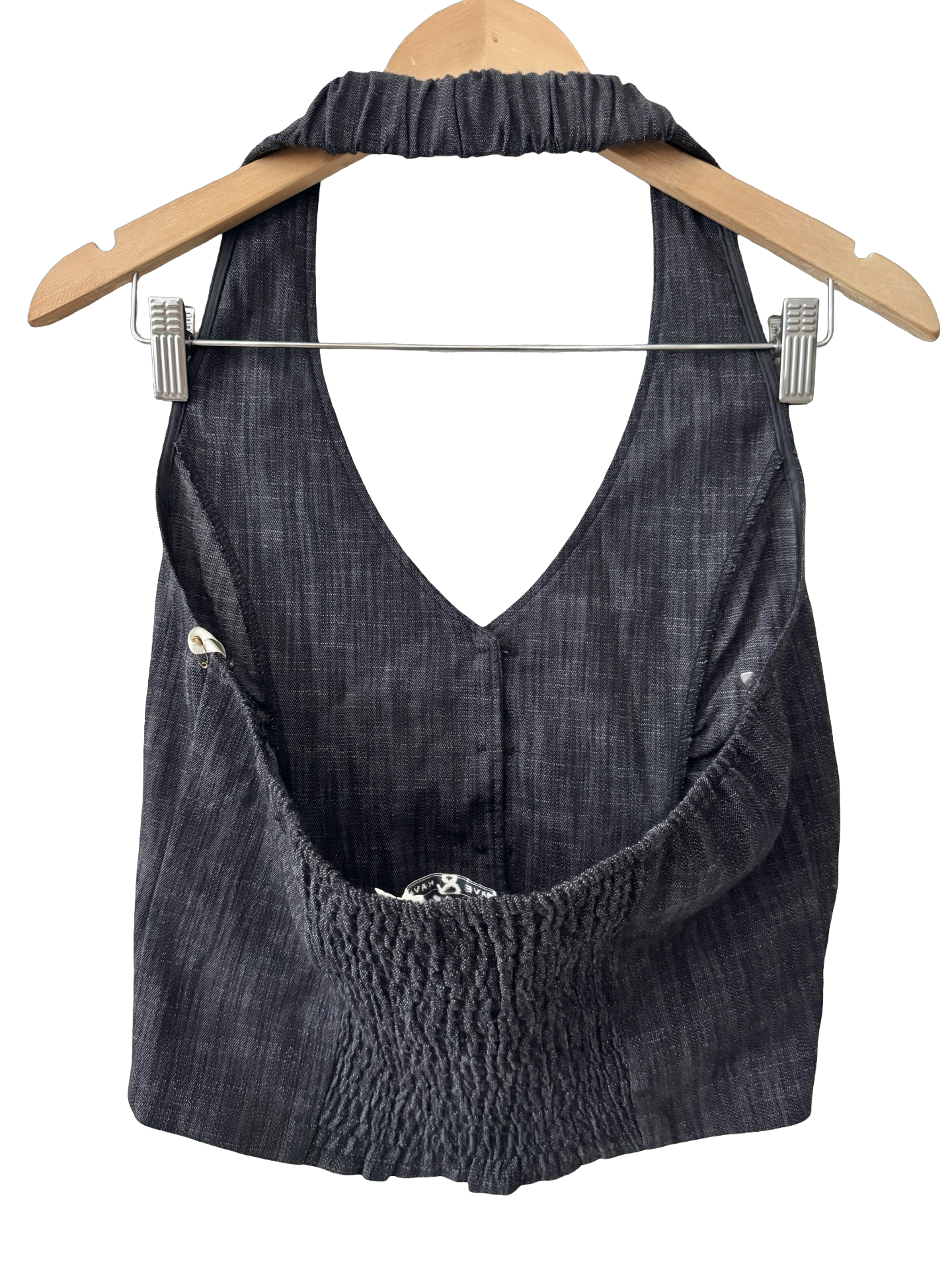 Vintage Y2K Charcoal Halter Button Vest Top (M/L)