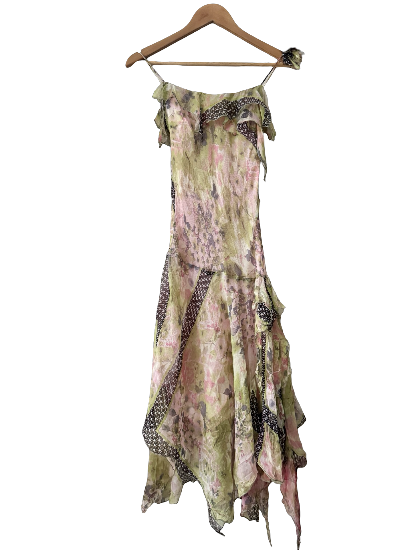 Vintage 90s Parisian Lost Garden Silk Dress (S)