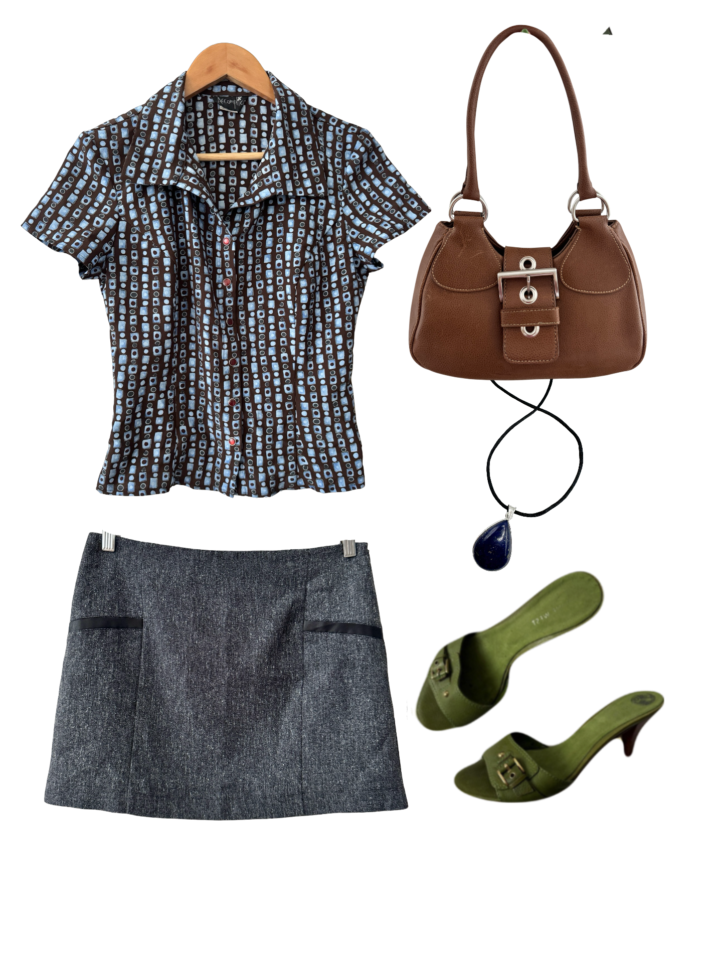 Y2K Groovy Geometric Button-Up Blouse (S/M)