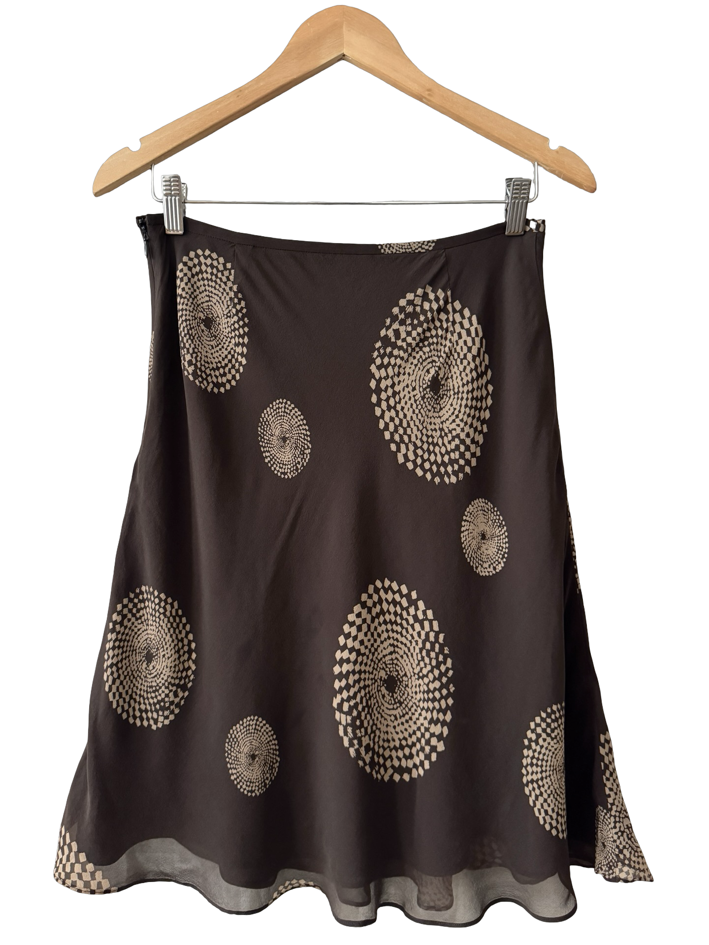 Vintage Y2K Chocolate Silk Midi Skirt (S)