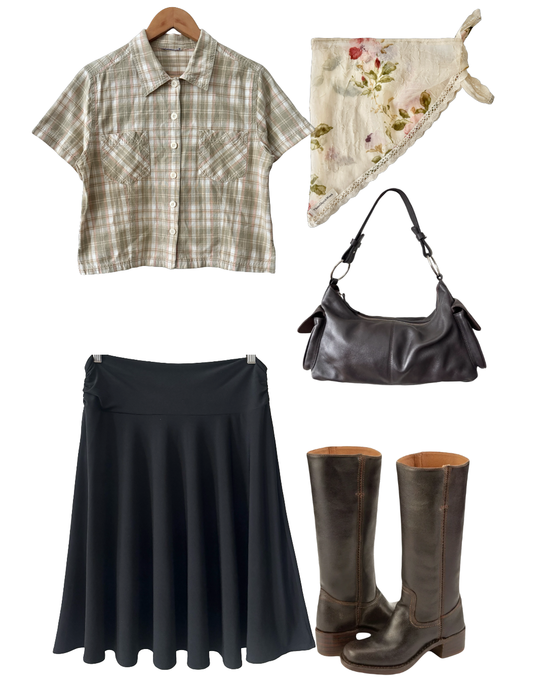 Vintage Y2K Coffee Run Ruched  Midi Skirt (L)