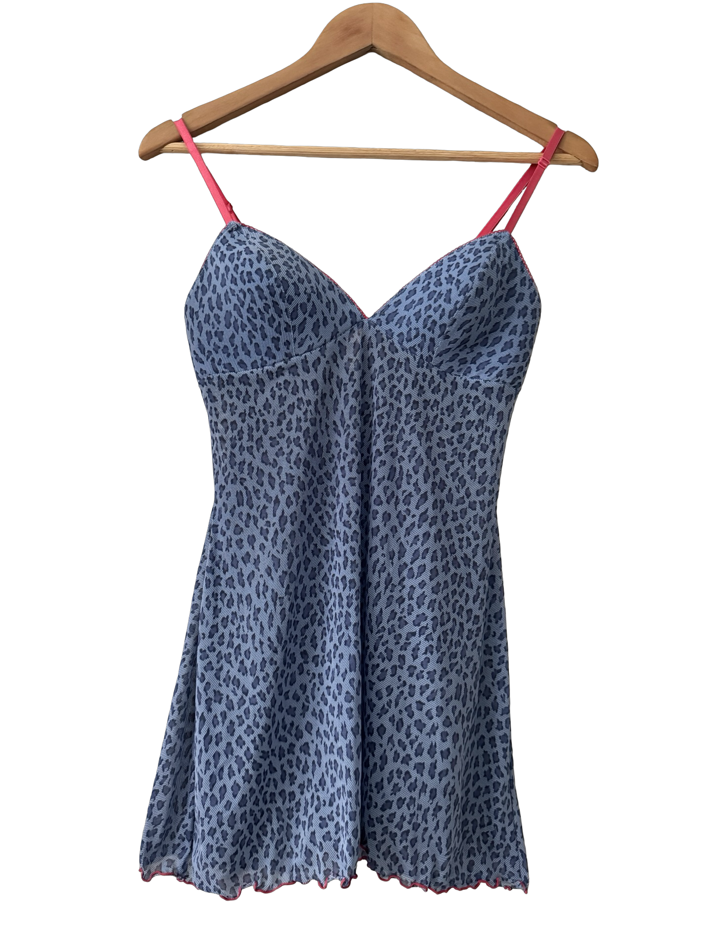 Vintage Y2K Angel Contrast Cheetah Longline Cami (S)