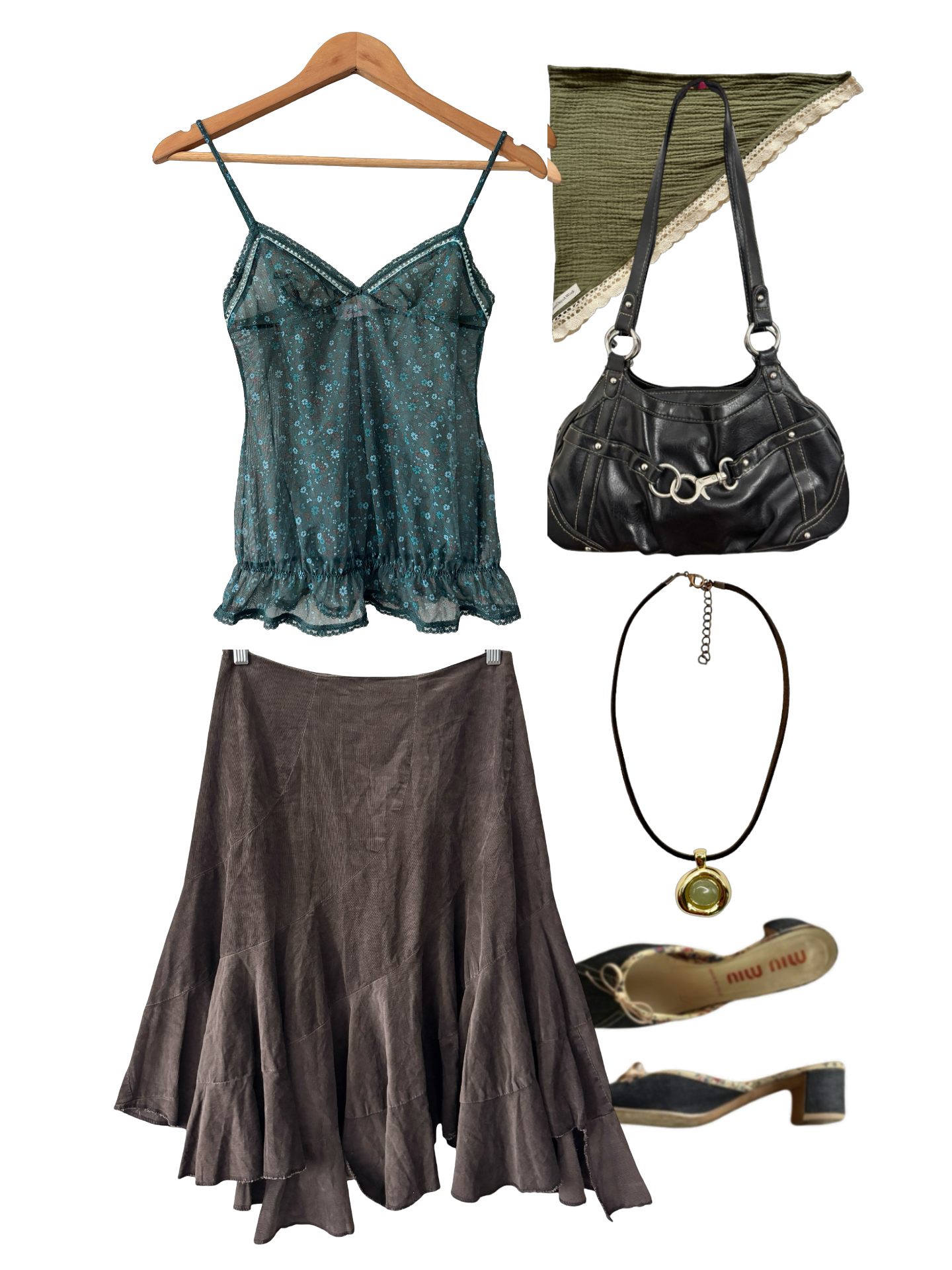 Vintage Y2K French Midnight Meadow Lace Cami (S)