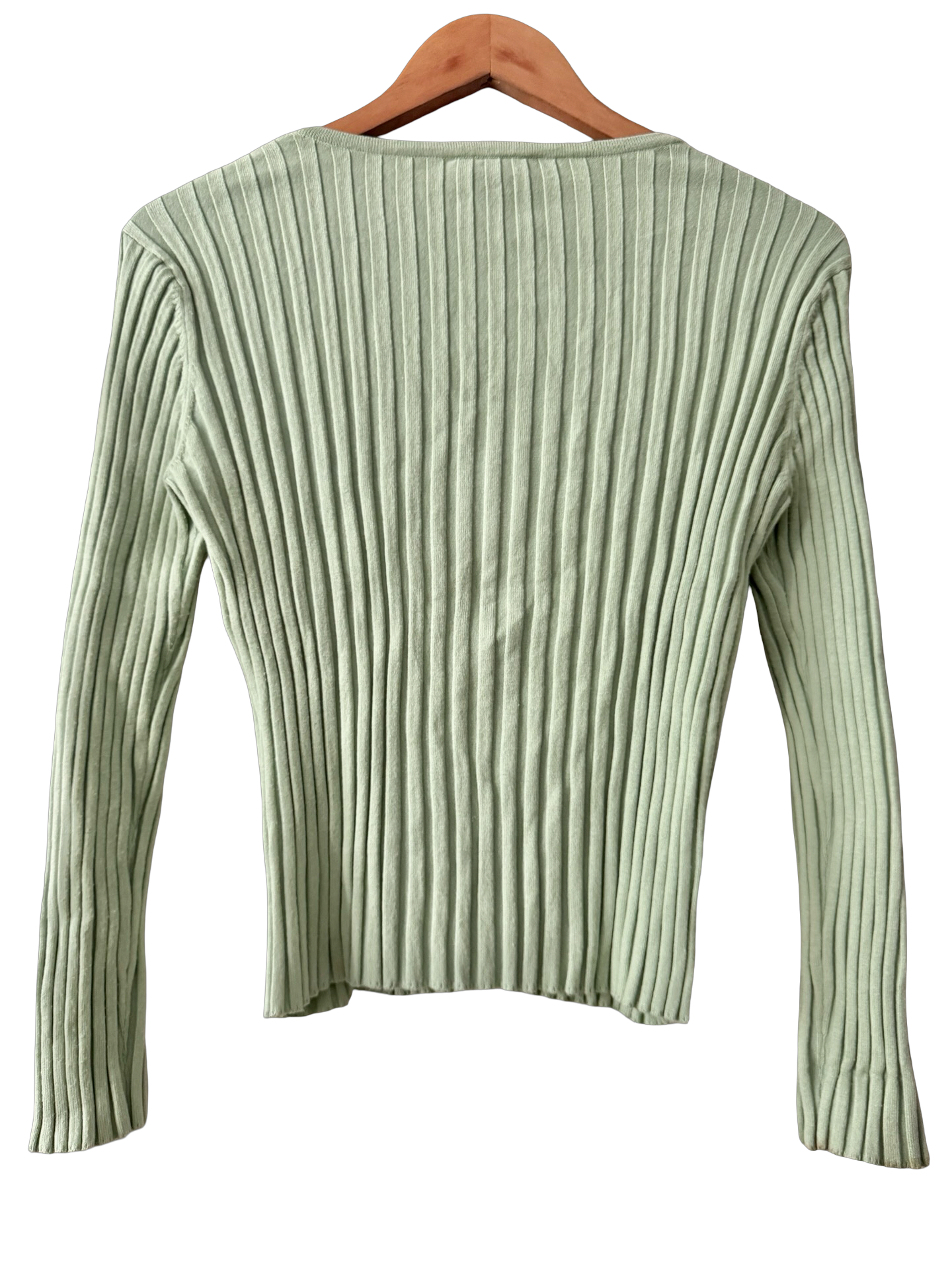 Vintage Y2K Sage Meadow Ribbed Henley Knit Top (M)