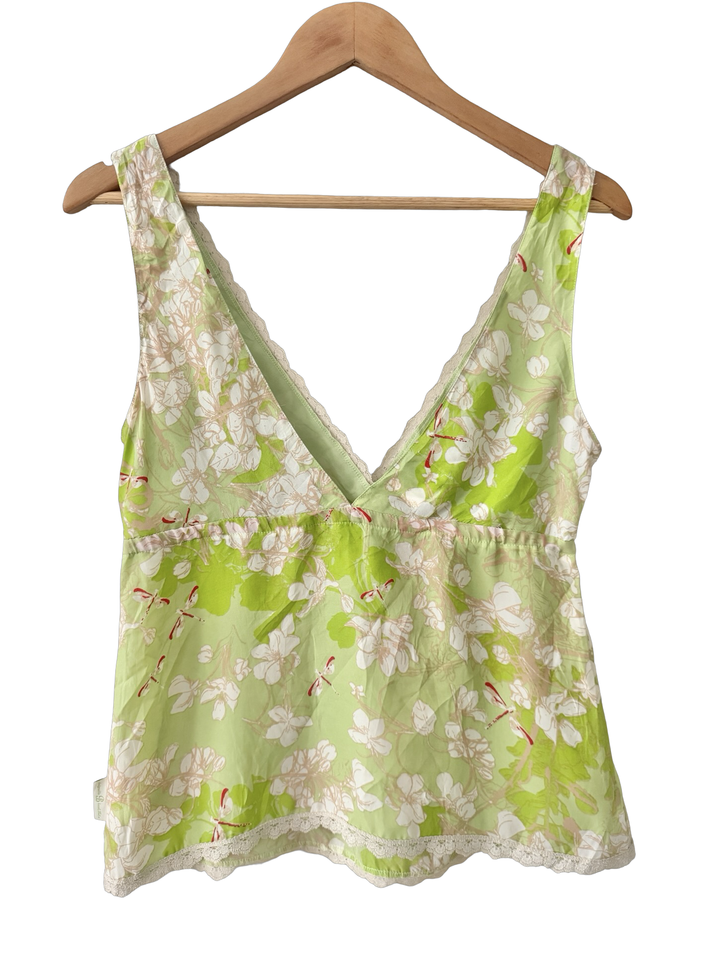 Vintage Y2K Dragonfly Garden Lace Cami (M)