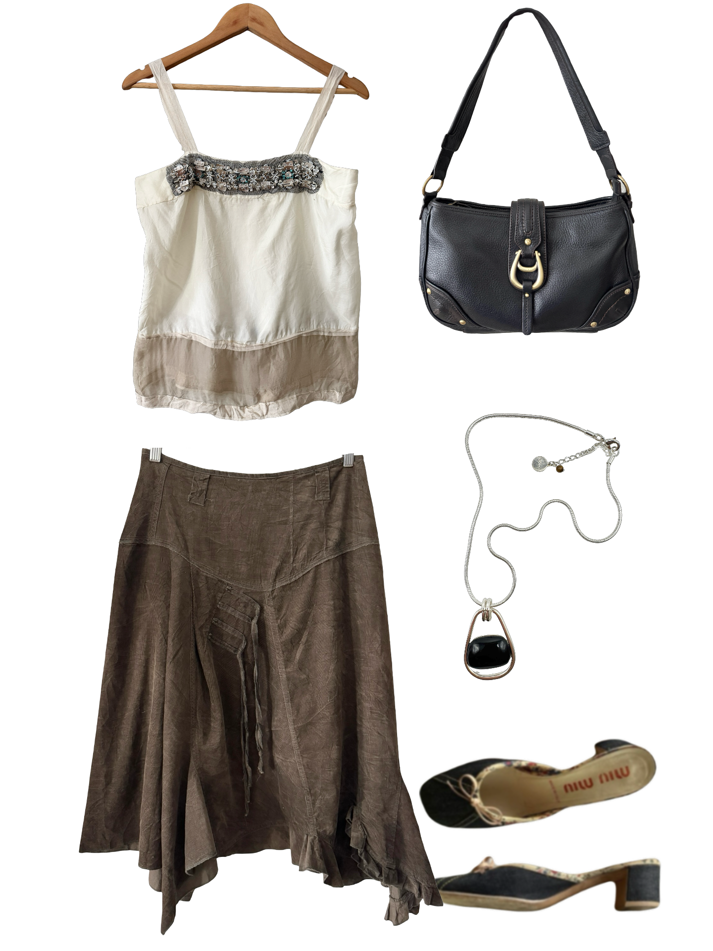 Vintage Y2K Embellished Silk Satin Cami (S/M)
