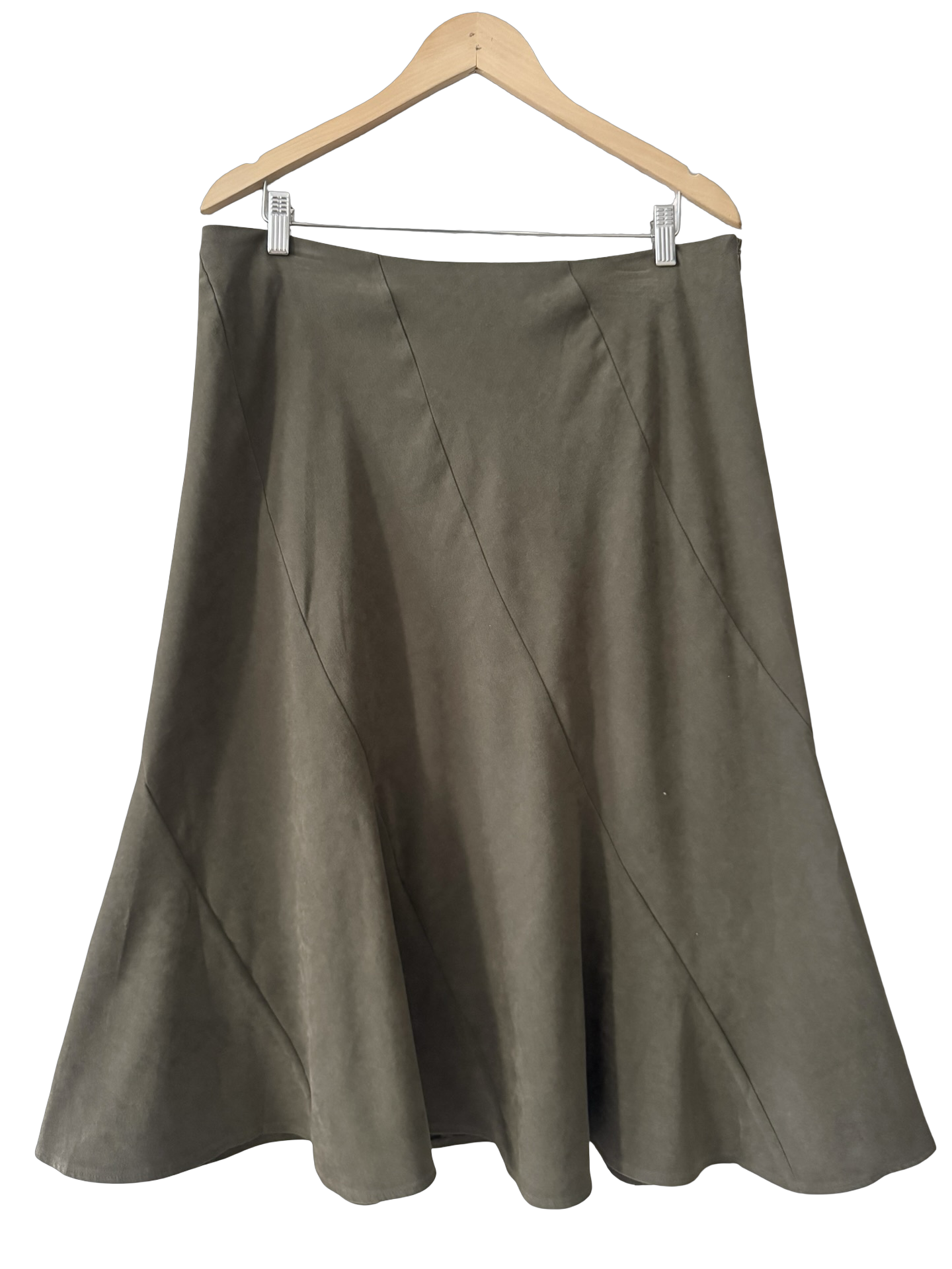 Vintage Y2K Olive City Girl Midi Skirt (L)