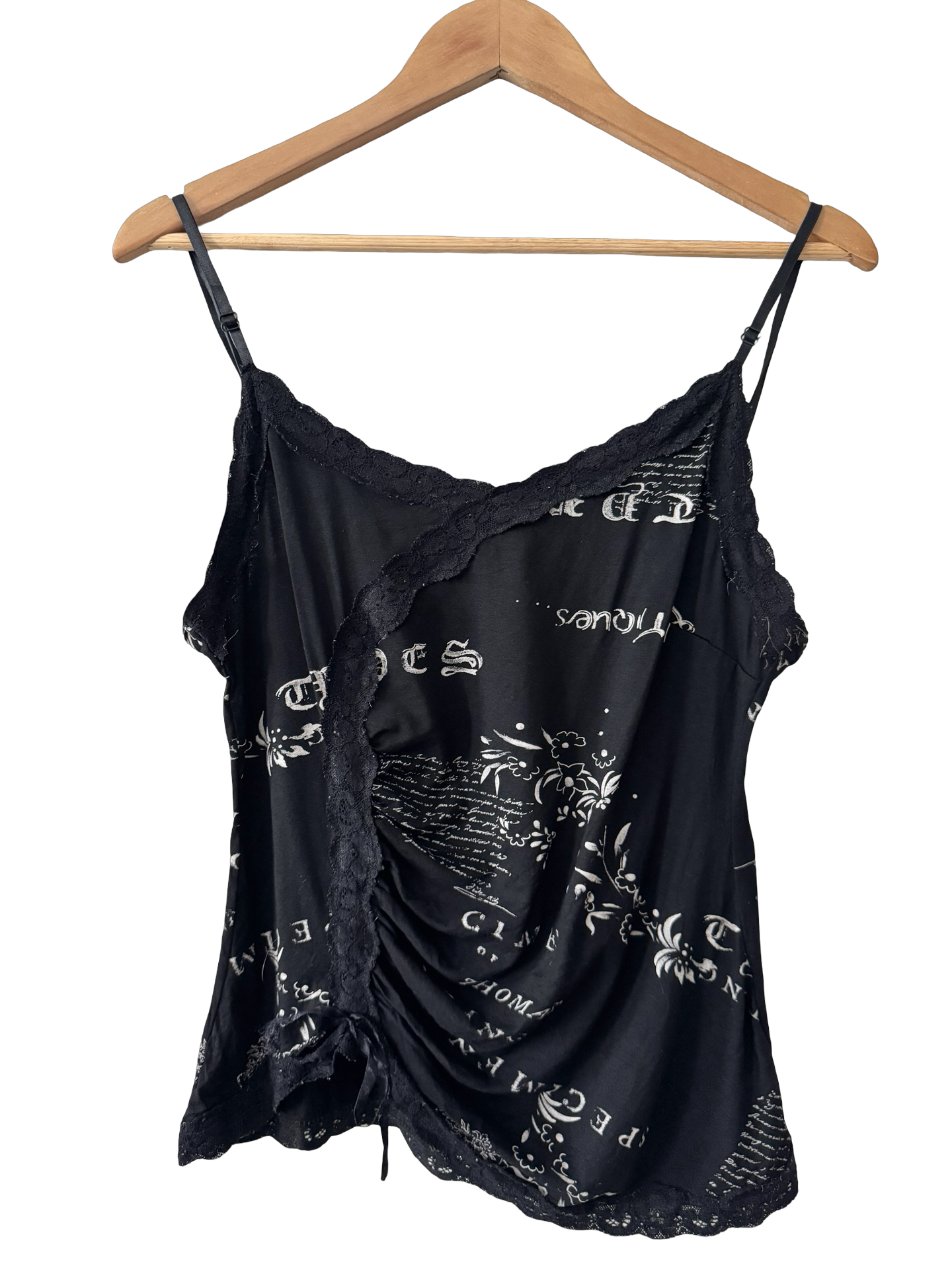 Vintage Y2K Midnight Poetry Asymmetrical Graphic Cami (M)