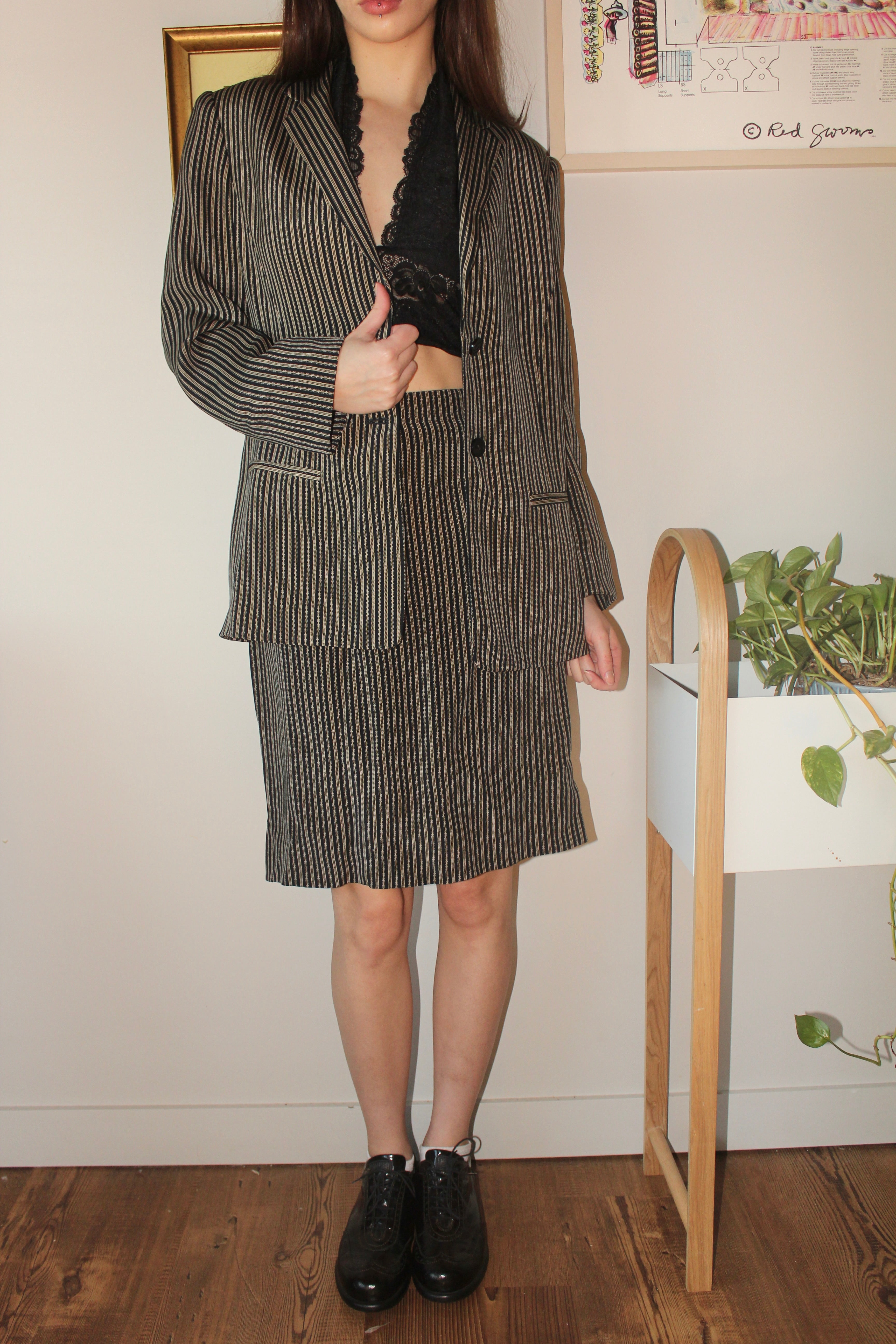 Vintage 80s Silk Plaid Twin Set (S)