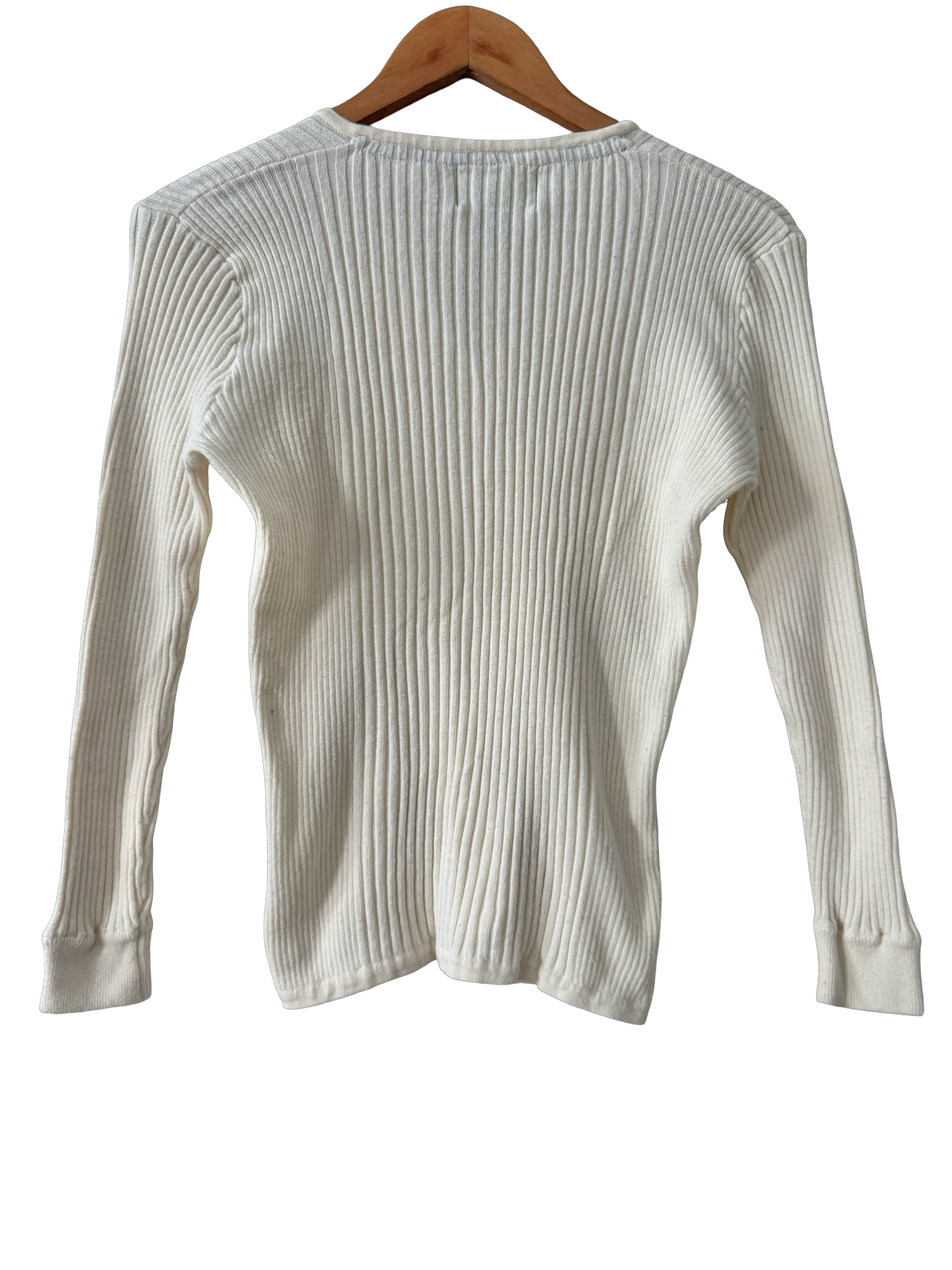Vintage 90s Preppy Cotton Ribbed Henley Top (S/M)