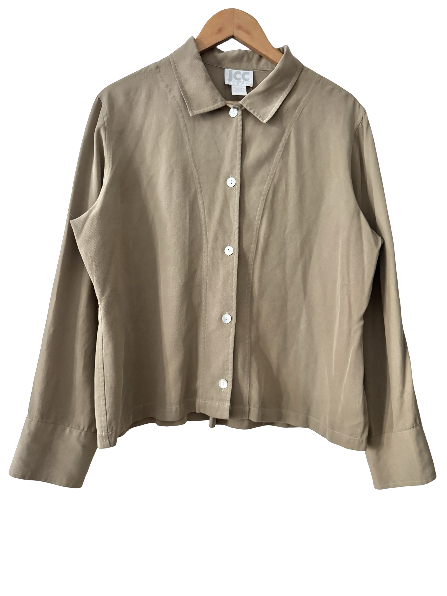 Vintage 90s Sandstone Minimalist Button Up Blouse (XL)