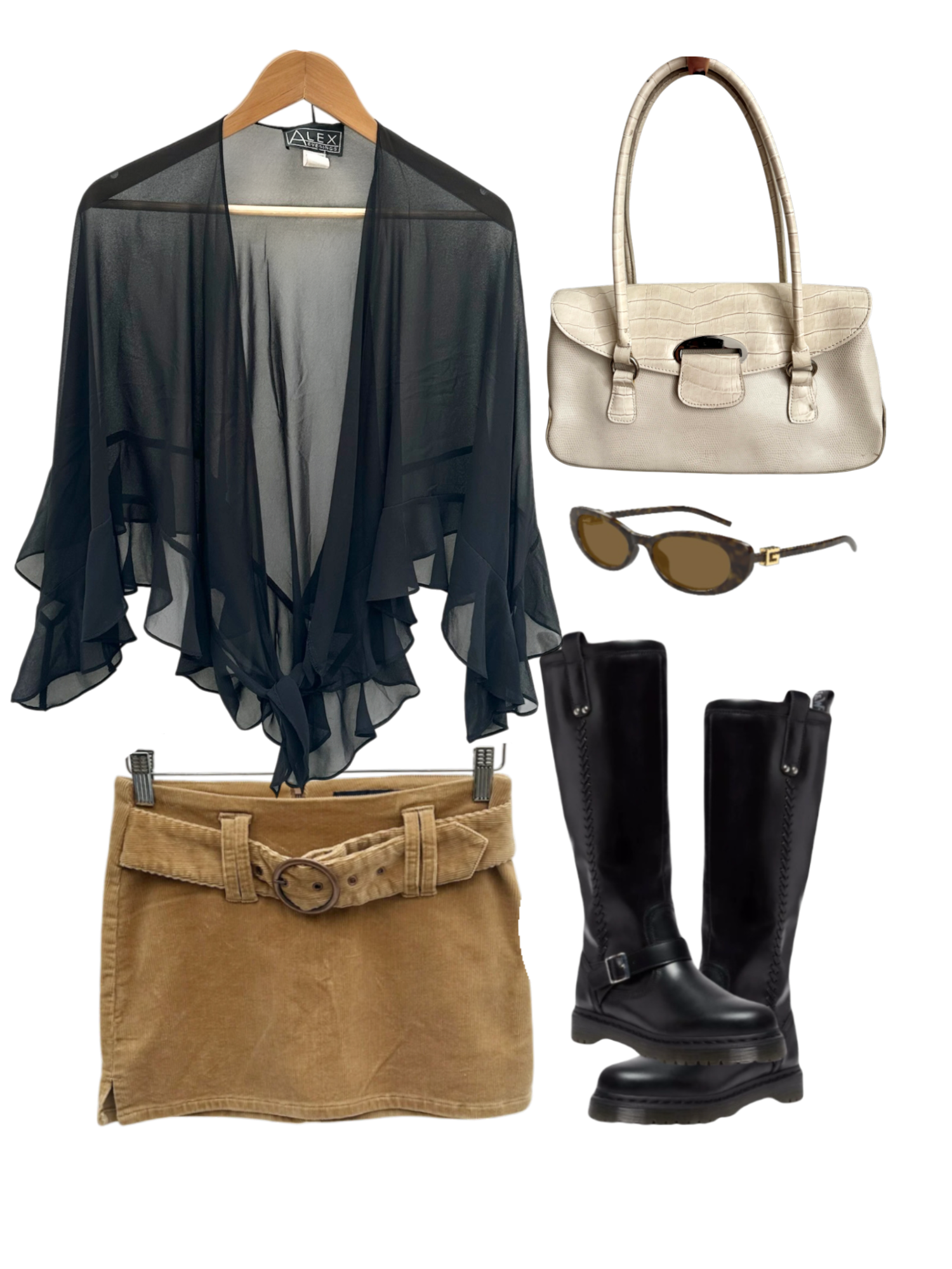 Vintage Black Sheer Ruffle Cascading Bolero (One size)