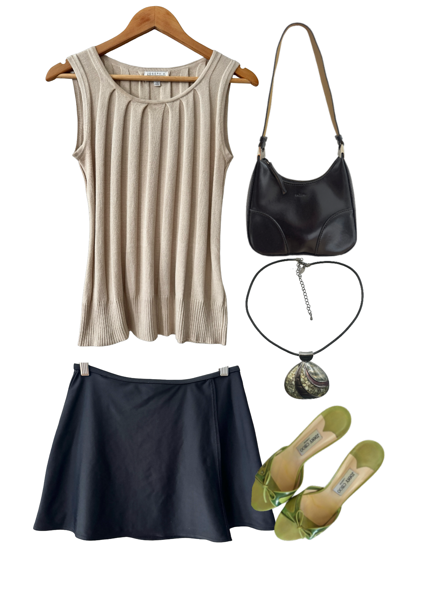 Vintage Joseph A Oatmeal Pleated Knit Tank (M/L)