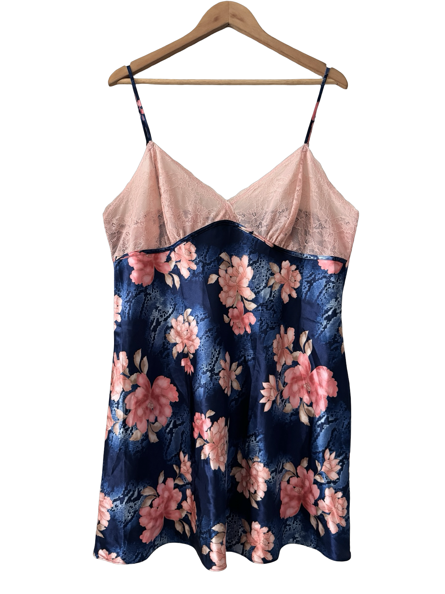 Vintage 90s Indie Floral Sheer Bust Slip Dress (XL)