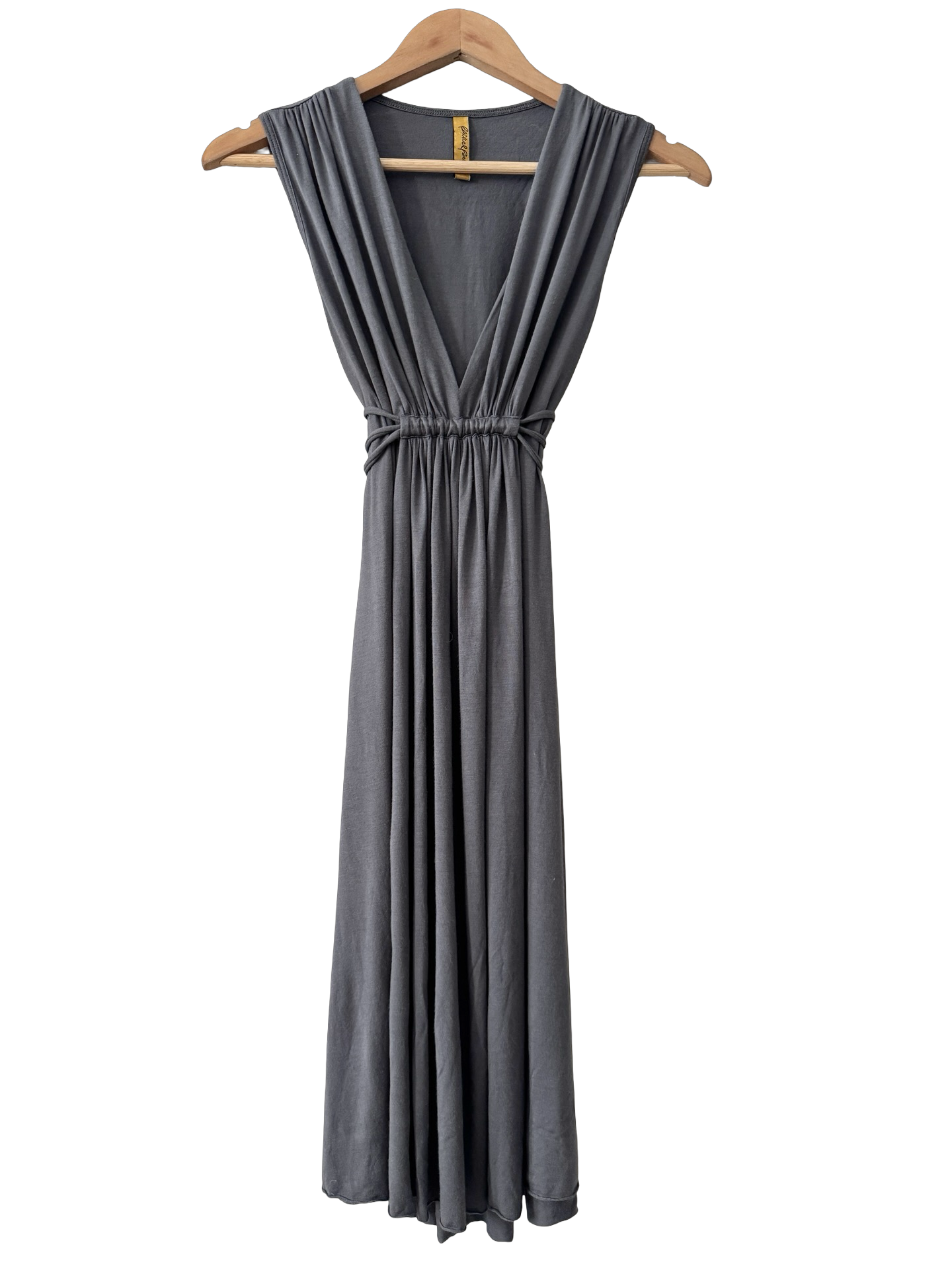 Vintage Y2K Charcoal Tie Waist Midi Dress (S/M)