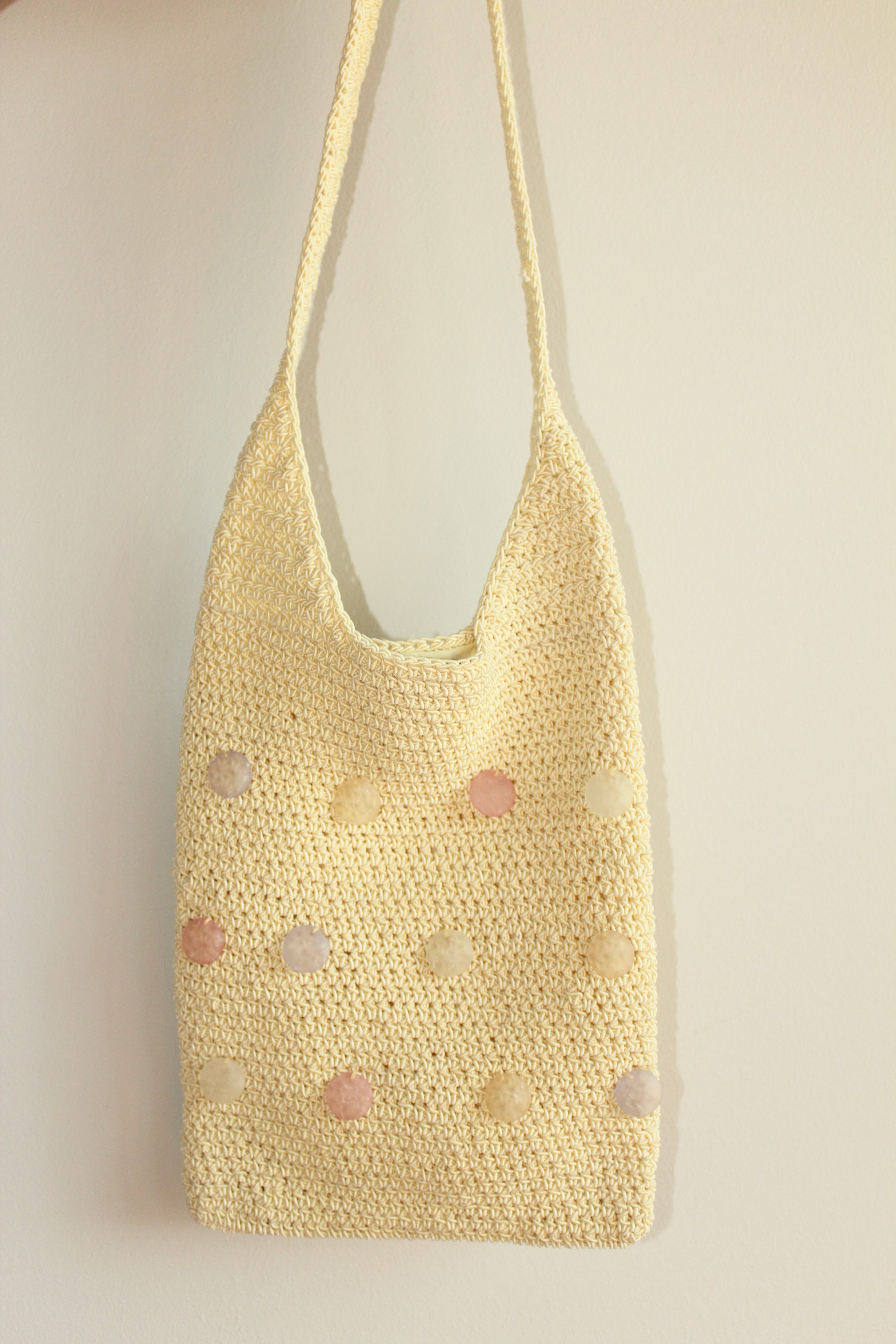 Vintage 90s Beaded Knit Tote
