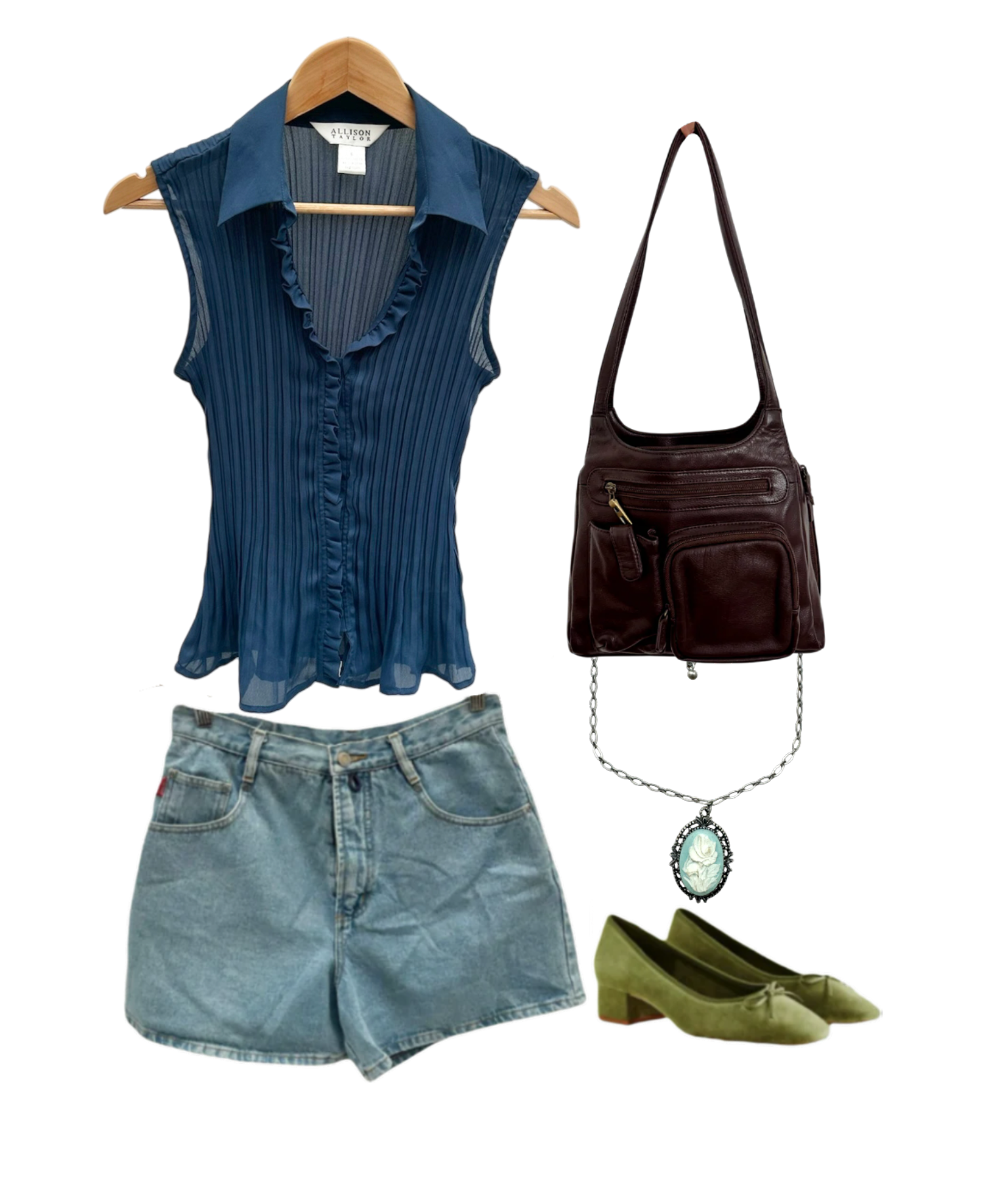 Vintage 90s Midnight Pleated Blouse (S/M)