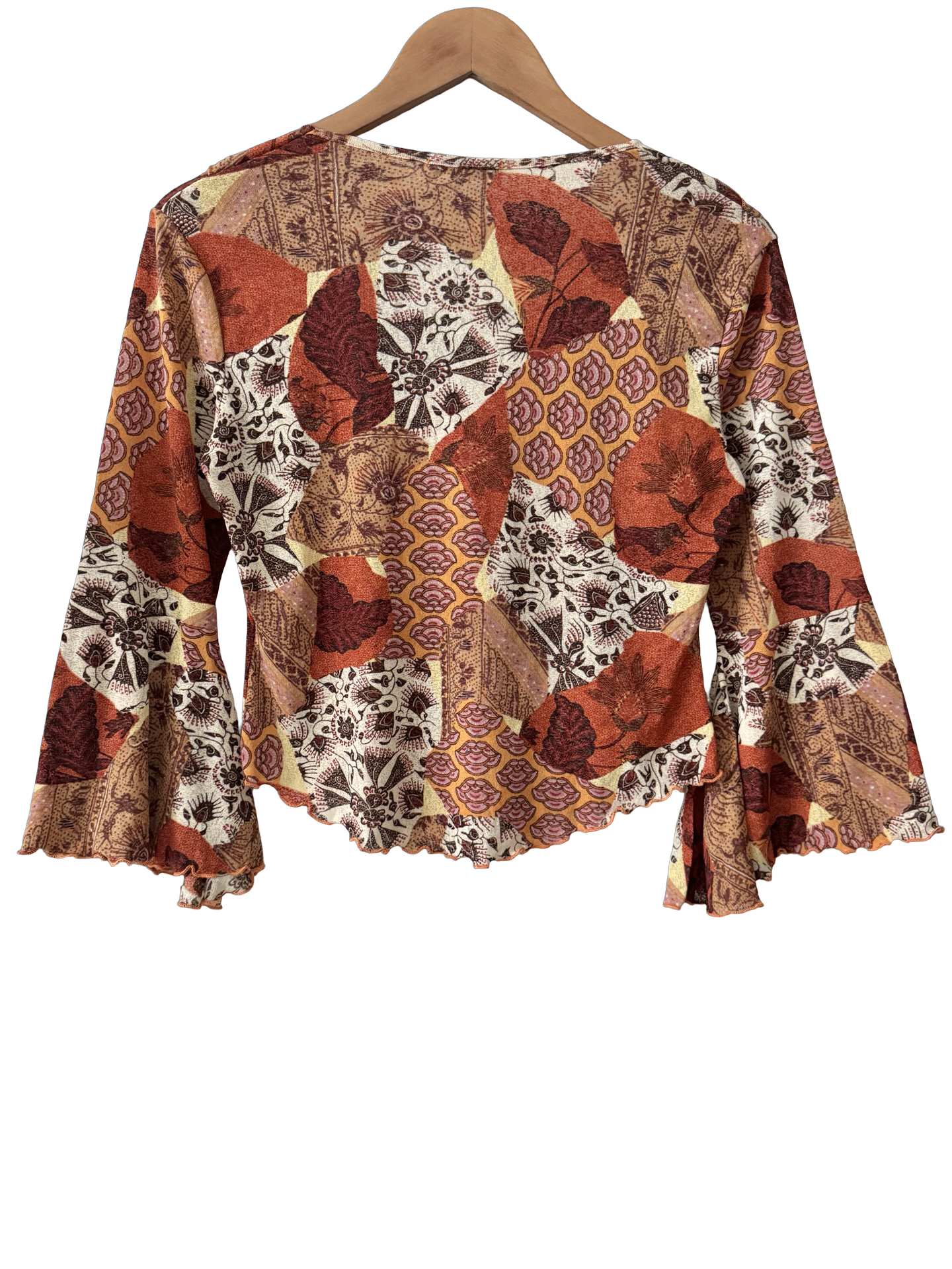 Vintage 90s Patchwork Muse Bell Sleeve Top (M-L)