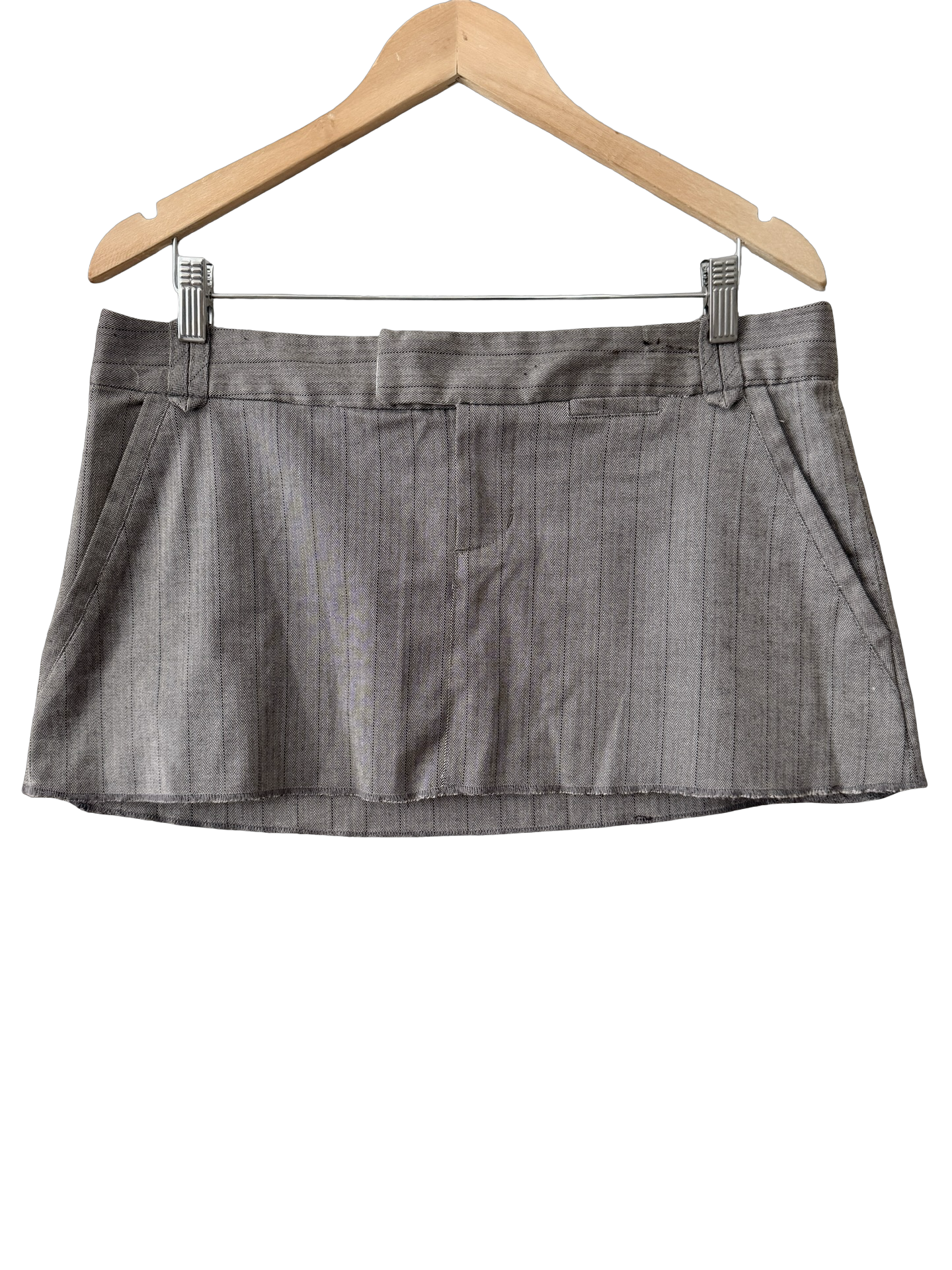Vintage Y2K Espresso Pinstripe Micro Mini Skirt (L)