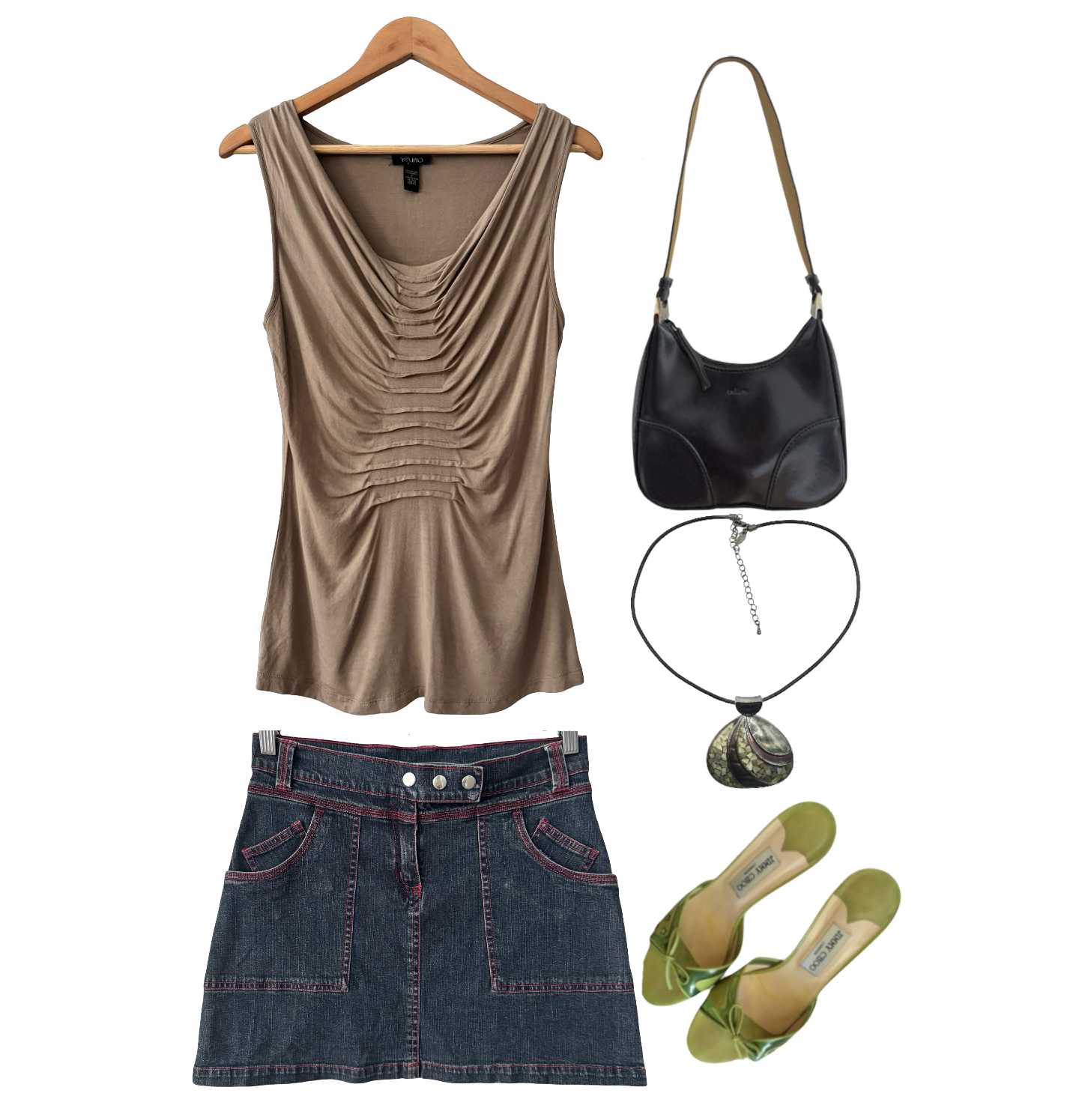 Vintage Y2K Mocha Drape Goddess Tank (M)