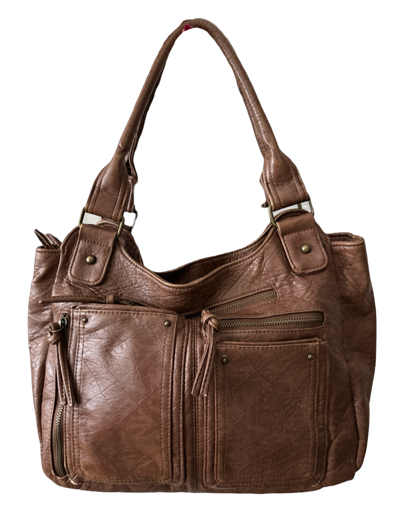 Vintage Y2K Cognac Biker Shoulder Bag