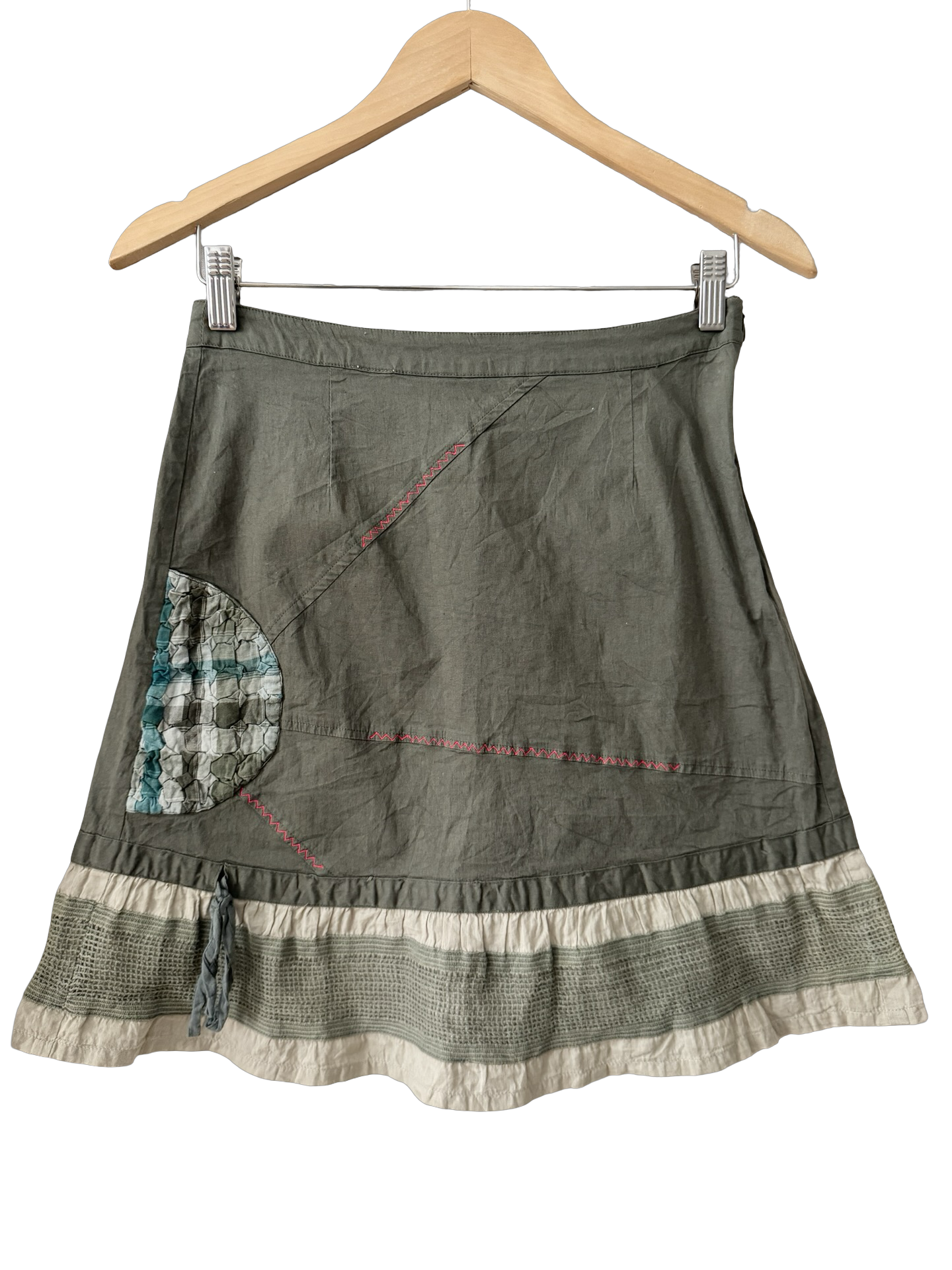 Vintage 2000s Moss Patchwork Skirt (XS)