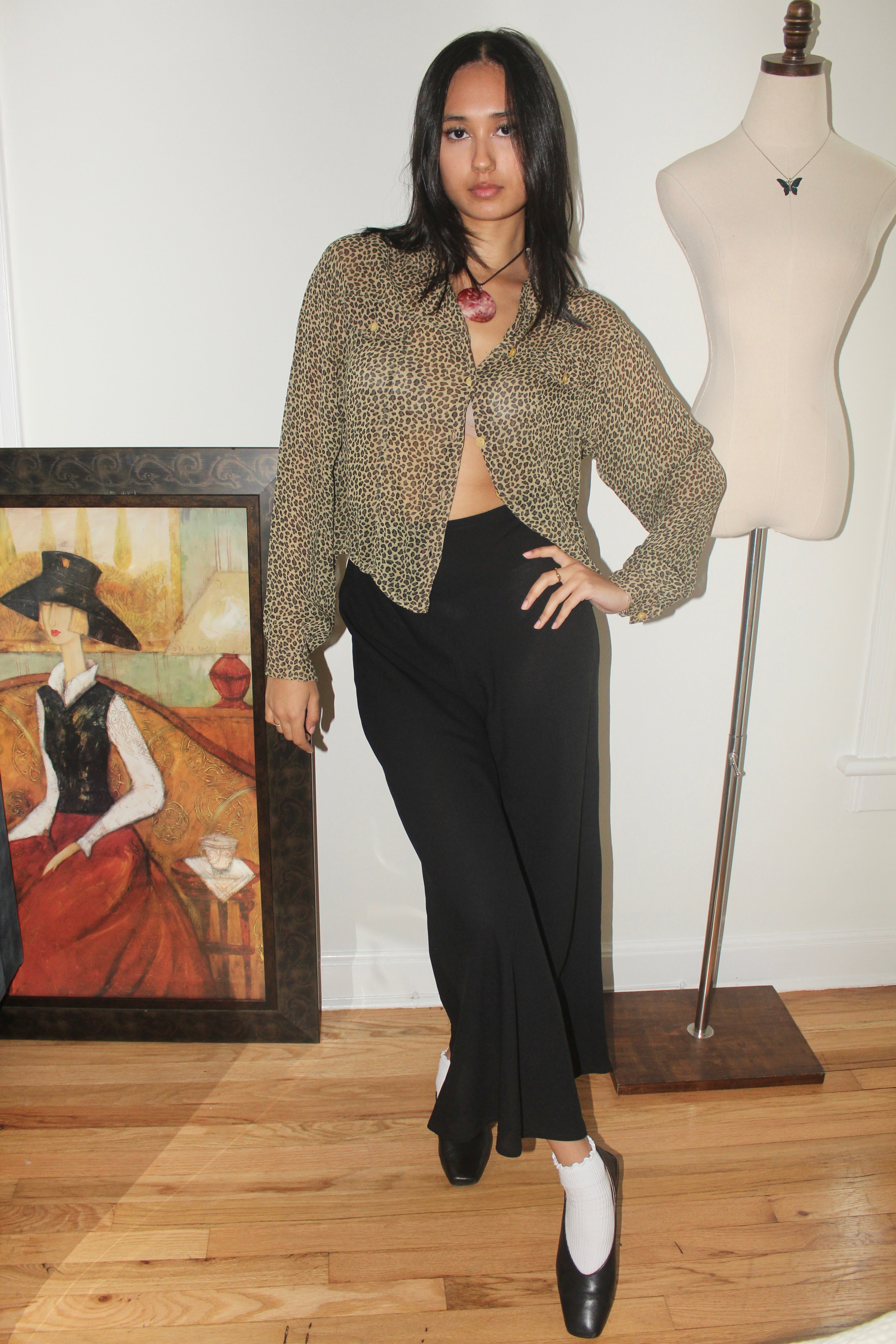 Vintage 90s Retro Cheetah Button Up (M)