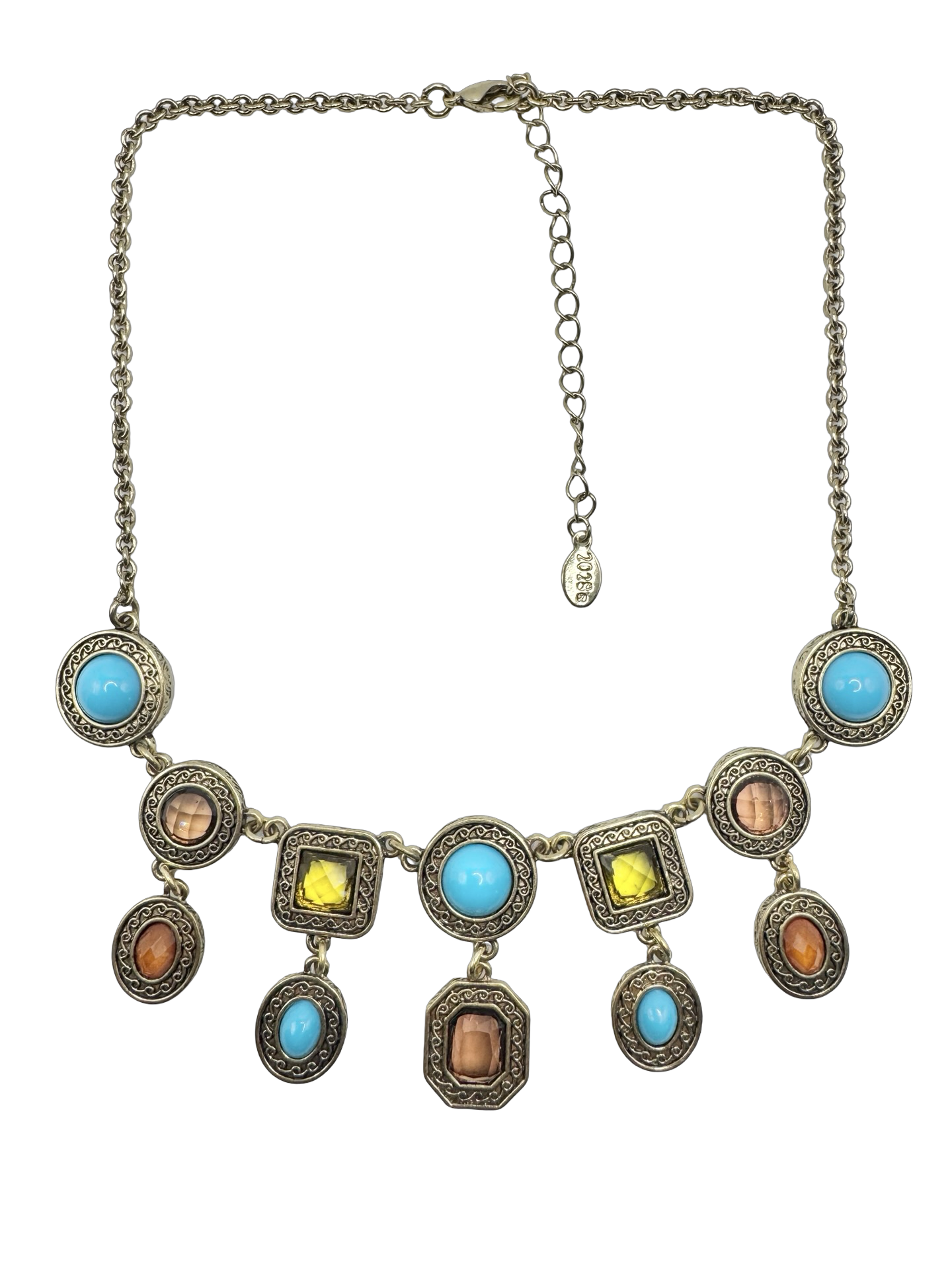 Vintage Mosaic Gem Statement Necklace