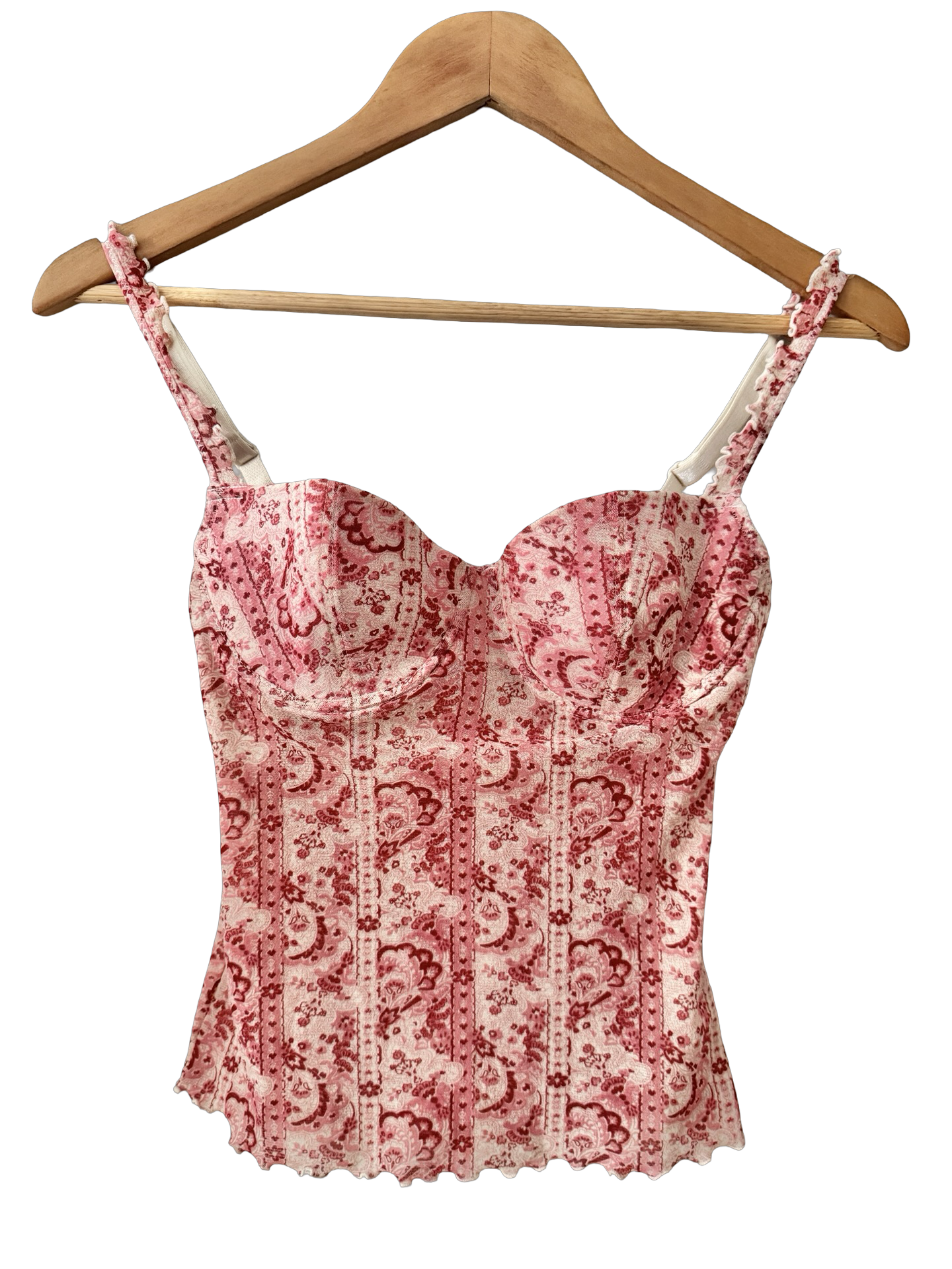 Vintage Y2K Pink Paisley Corset (XS/S)