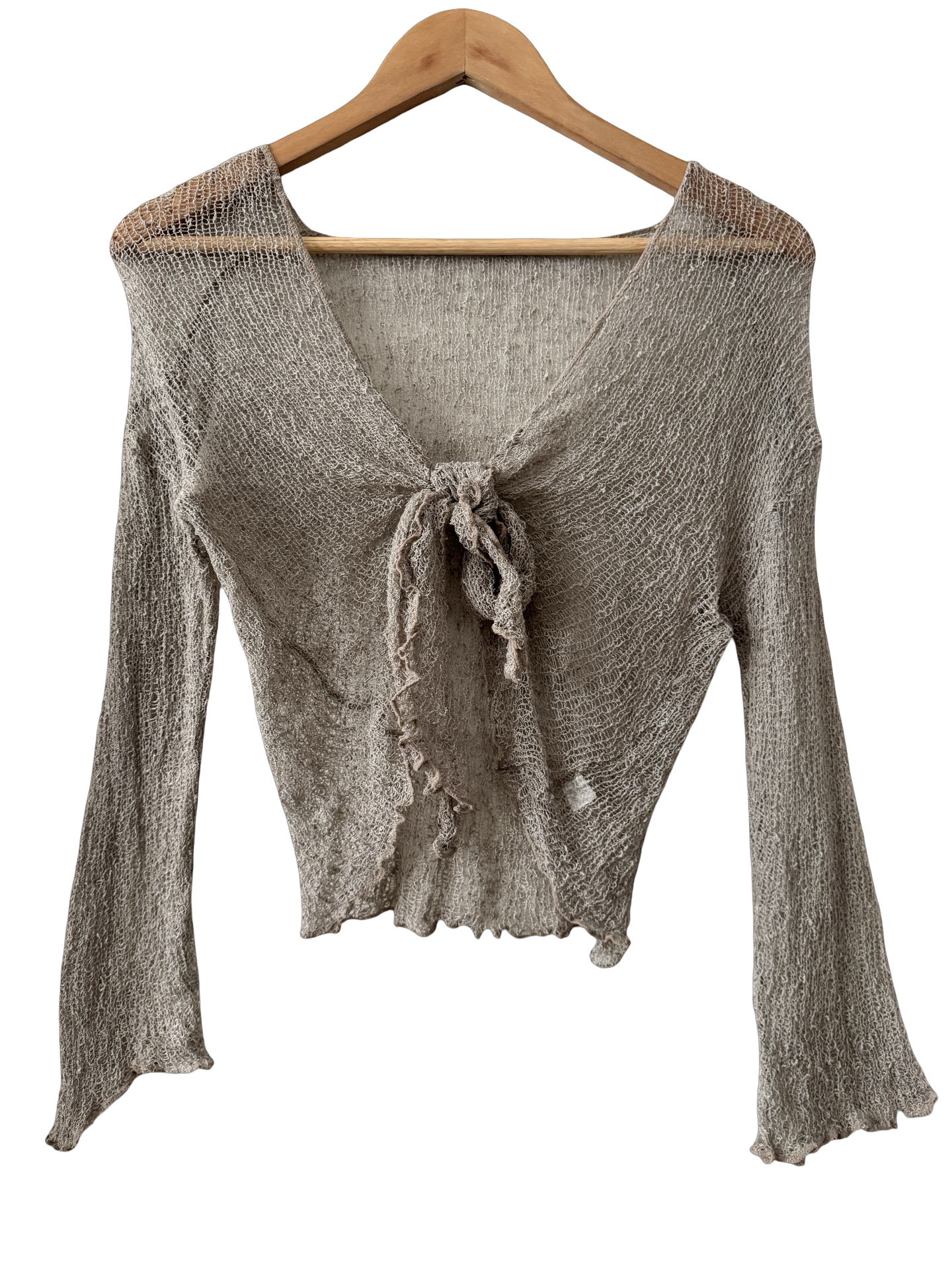 Vintage Y2K Gauzy Taupe Tie Top (one size)