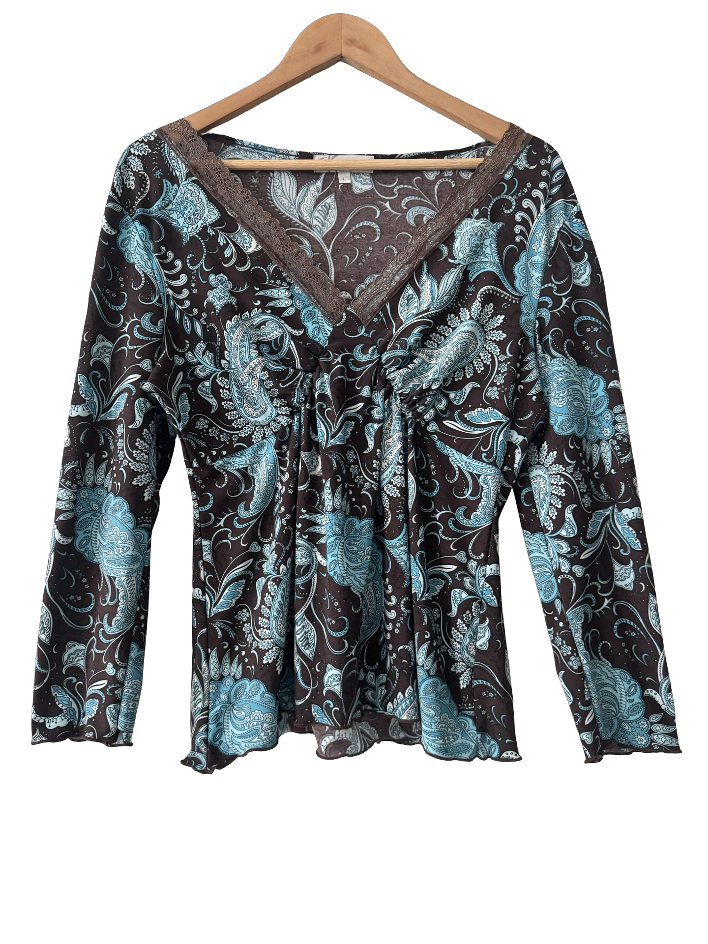 Vintage Y2K Indie Lace Ruched Blouse (L/XL)