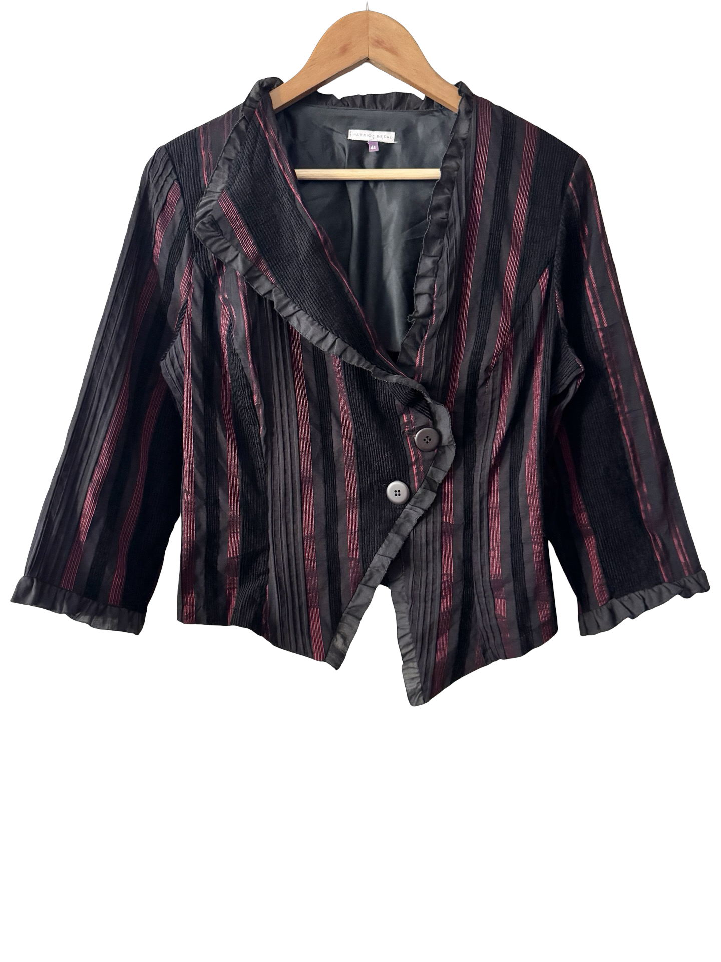 Vintage Y2K Asymmetrical Bordeaux After Hours Pinstripe Blazer (M)
