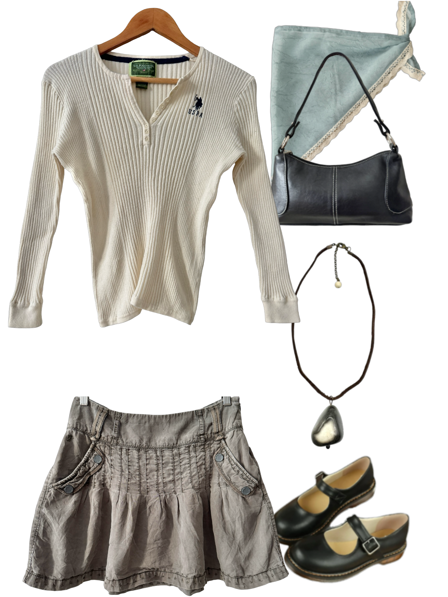 Vintage 90s Preppy Cotton Ribbed Henley Top (S/M)