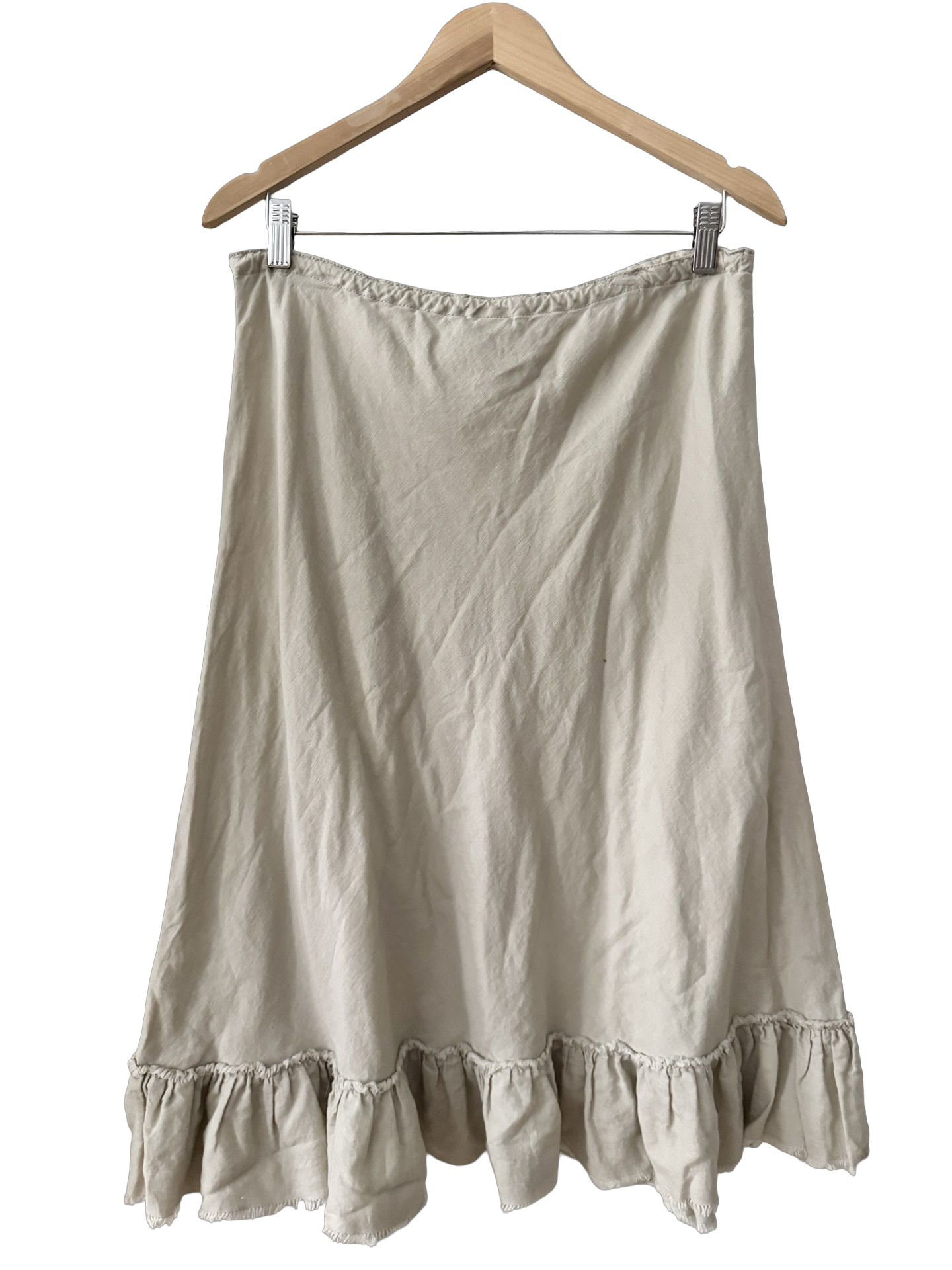 Vintage 90s Linen Cotton Tie Midi Skirt (M/L)
