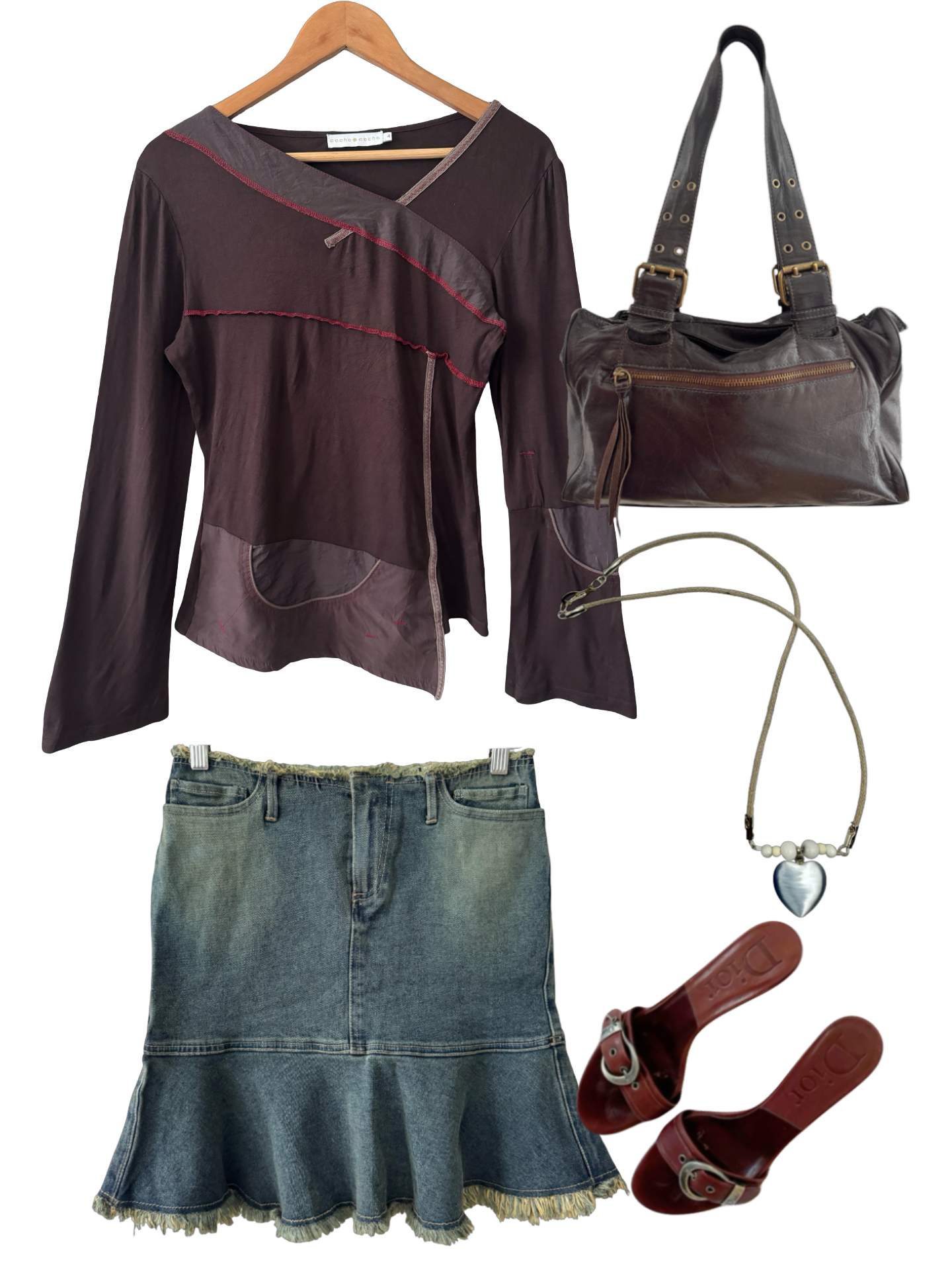 Vintage Y2K French Cache Cache Merlot Atelier Top (M-L)