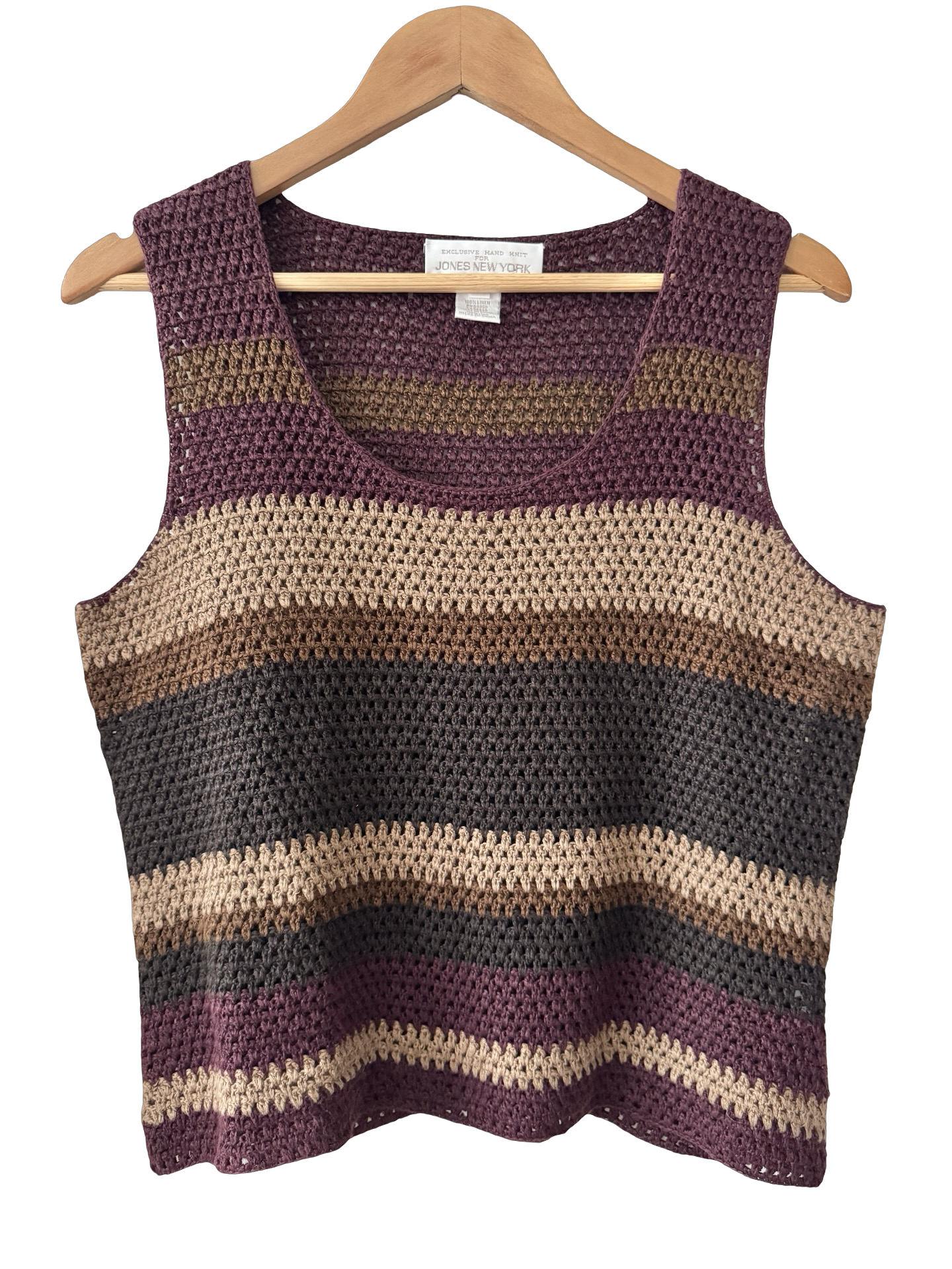 Vintage Y2K Plum Mocha Crochet Knit Tank (M/L)