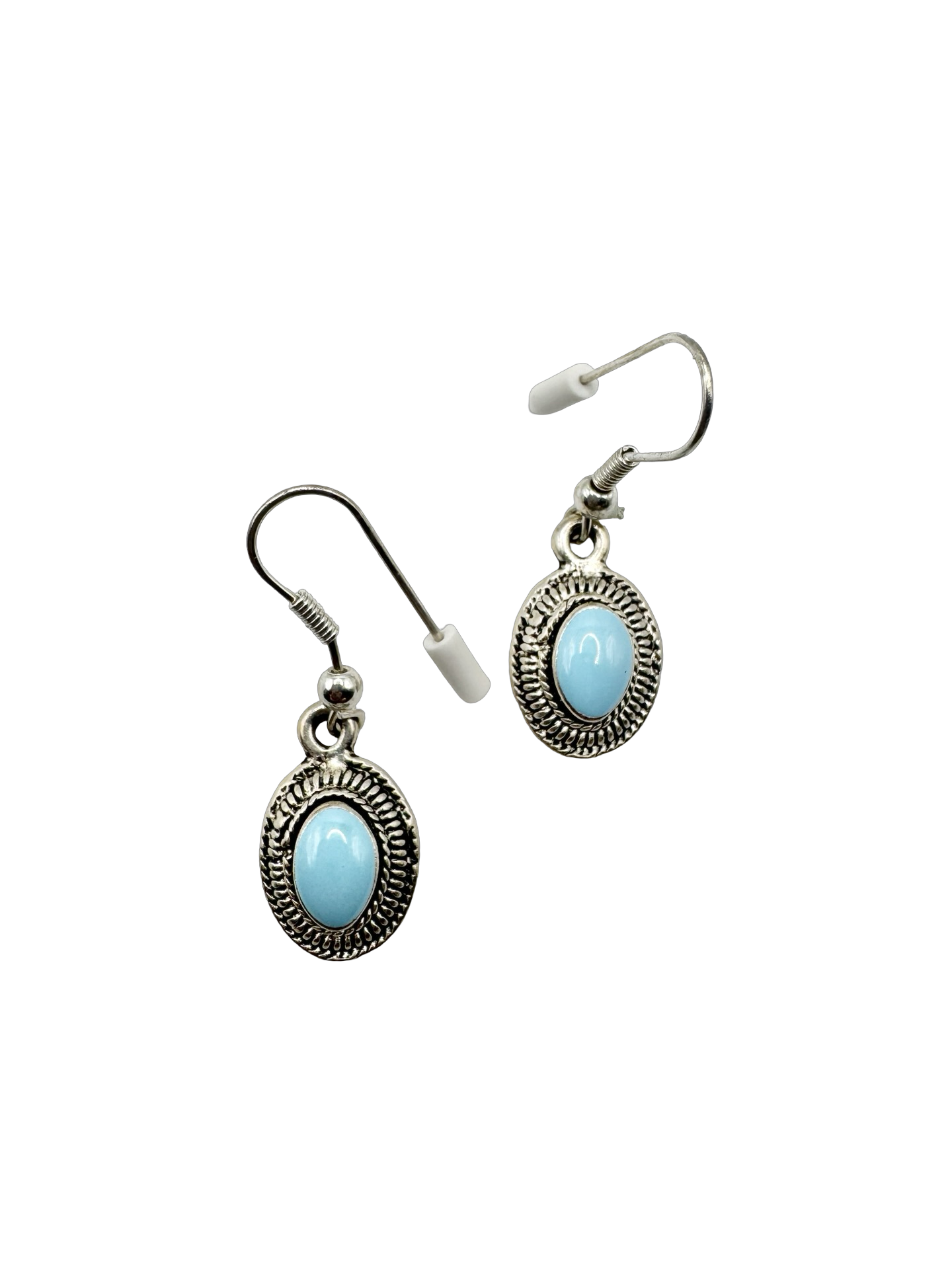 Vintage 90s Blue Lagoon Oval Drop Earrings