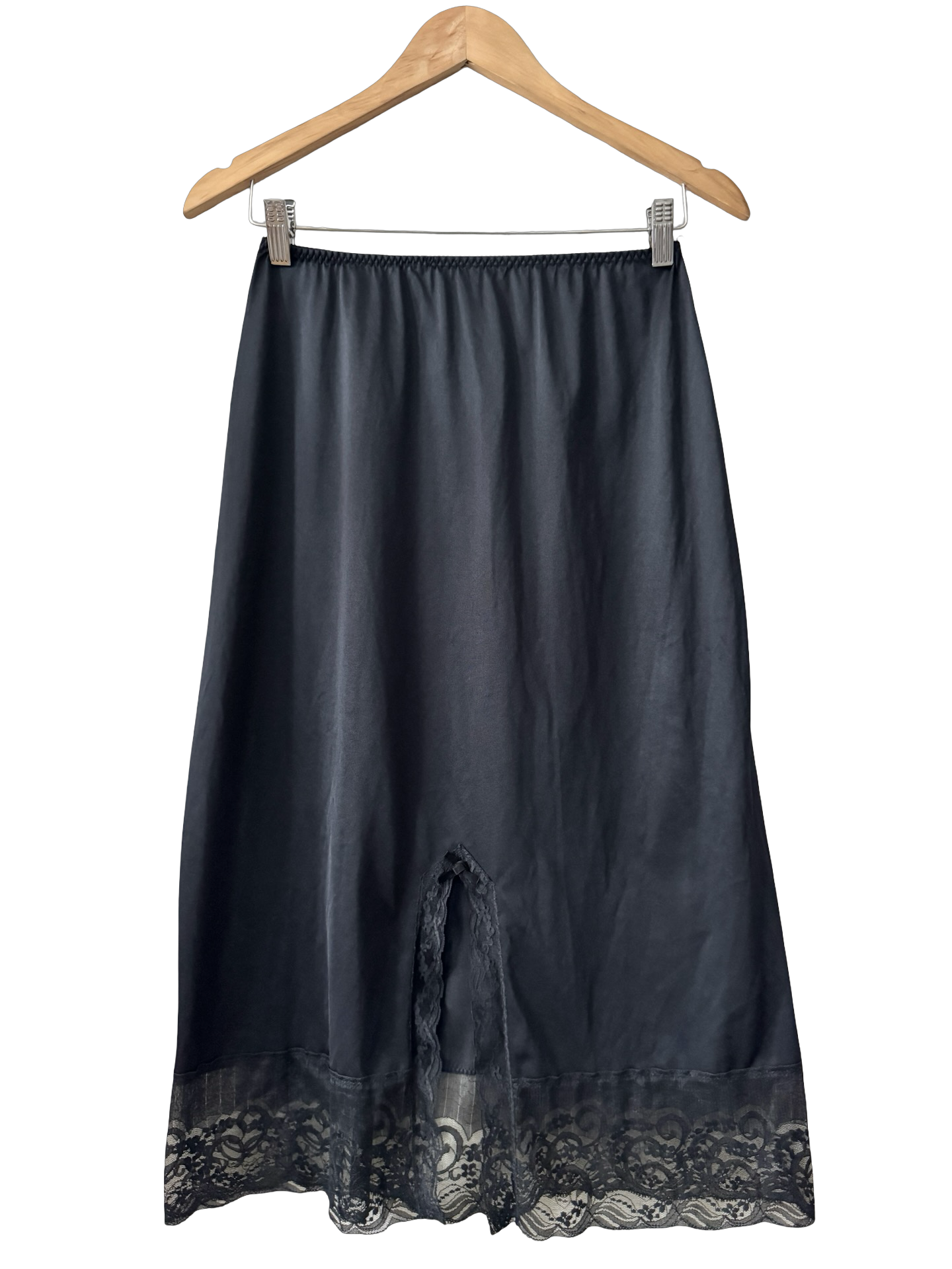 Vintage 60s Midnight Lace Slip Skirt (S/M)