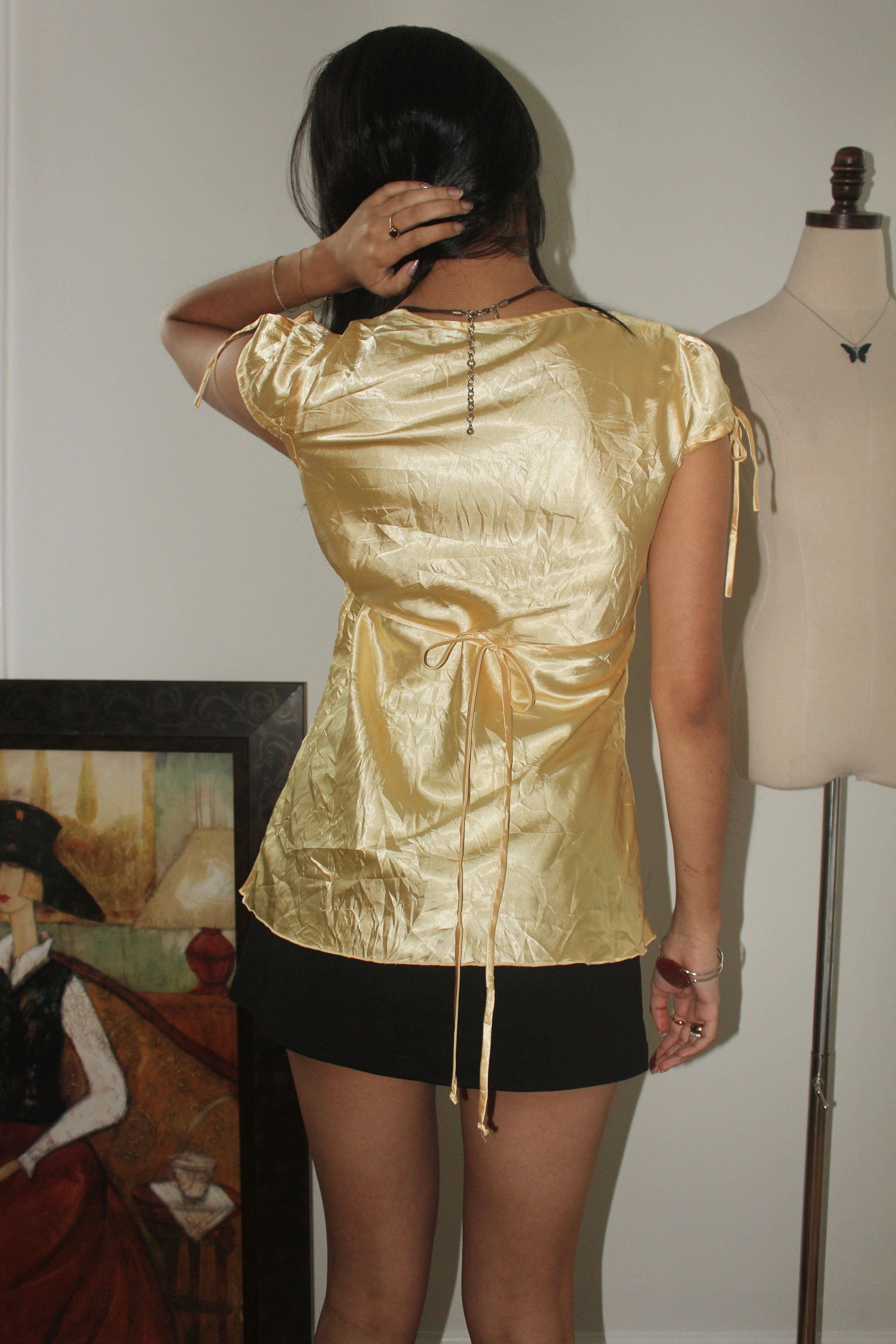 Vintage 90s Satin Babydoll Belle Top (S/M)