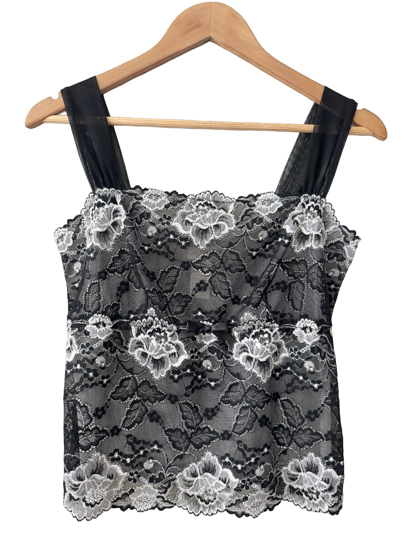 Vintage 90s Arianne Black and Silver Lace Bustier Top (M)