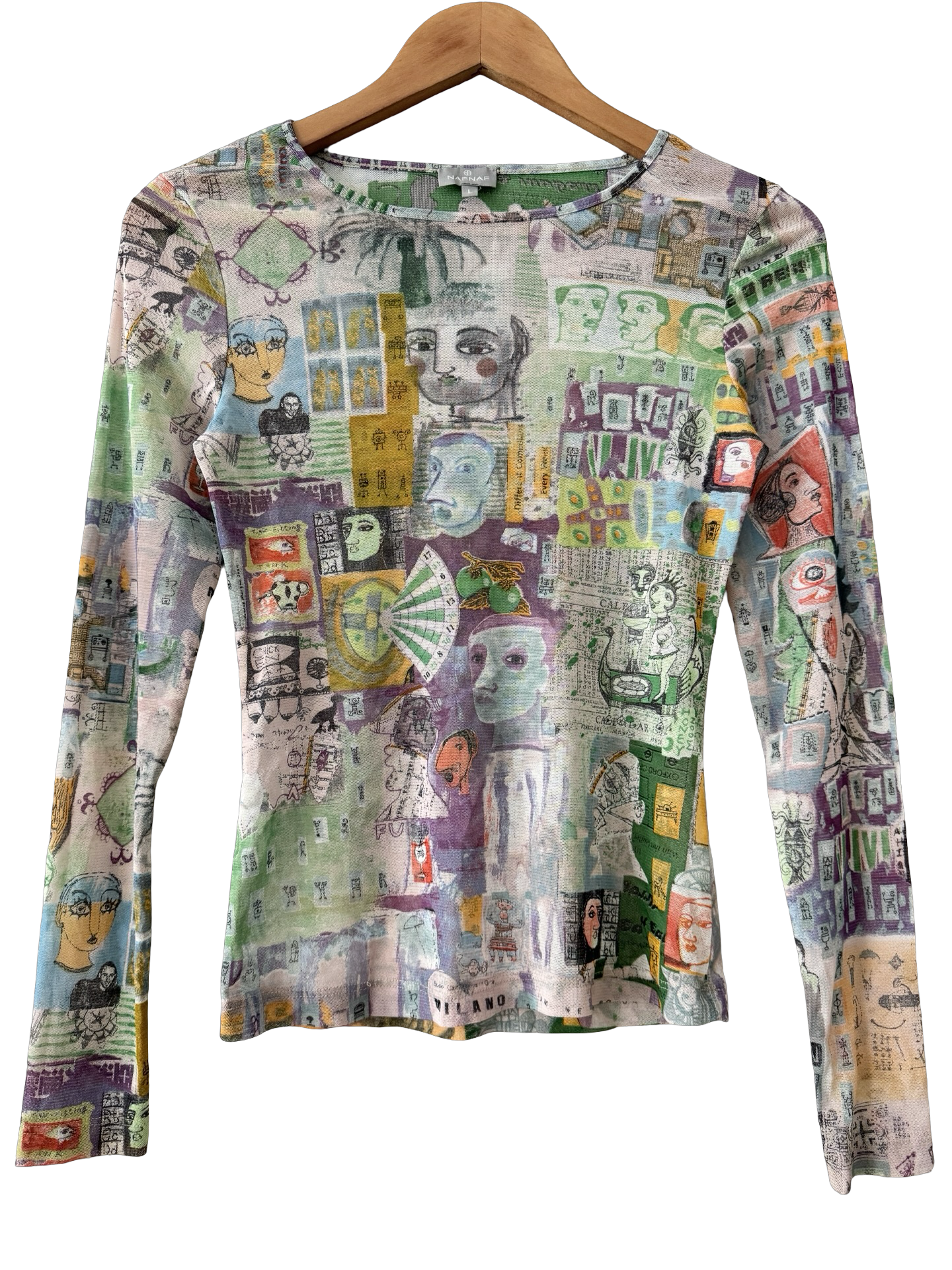 Vintage Y2K French Art School Mesh Long Sleeve (M)