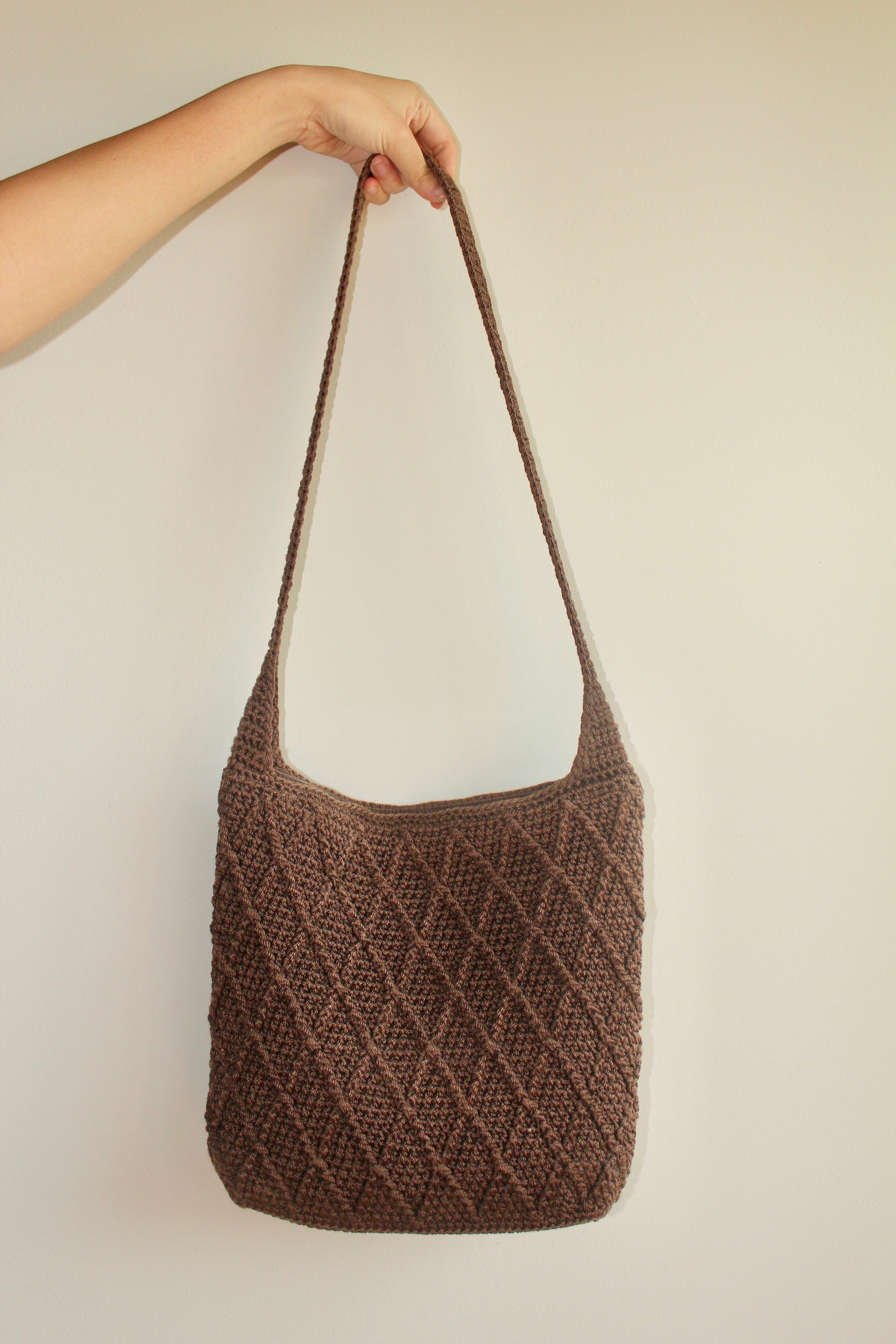 Vintage 90s Chocolate Knit Tote Bag