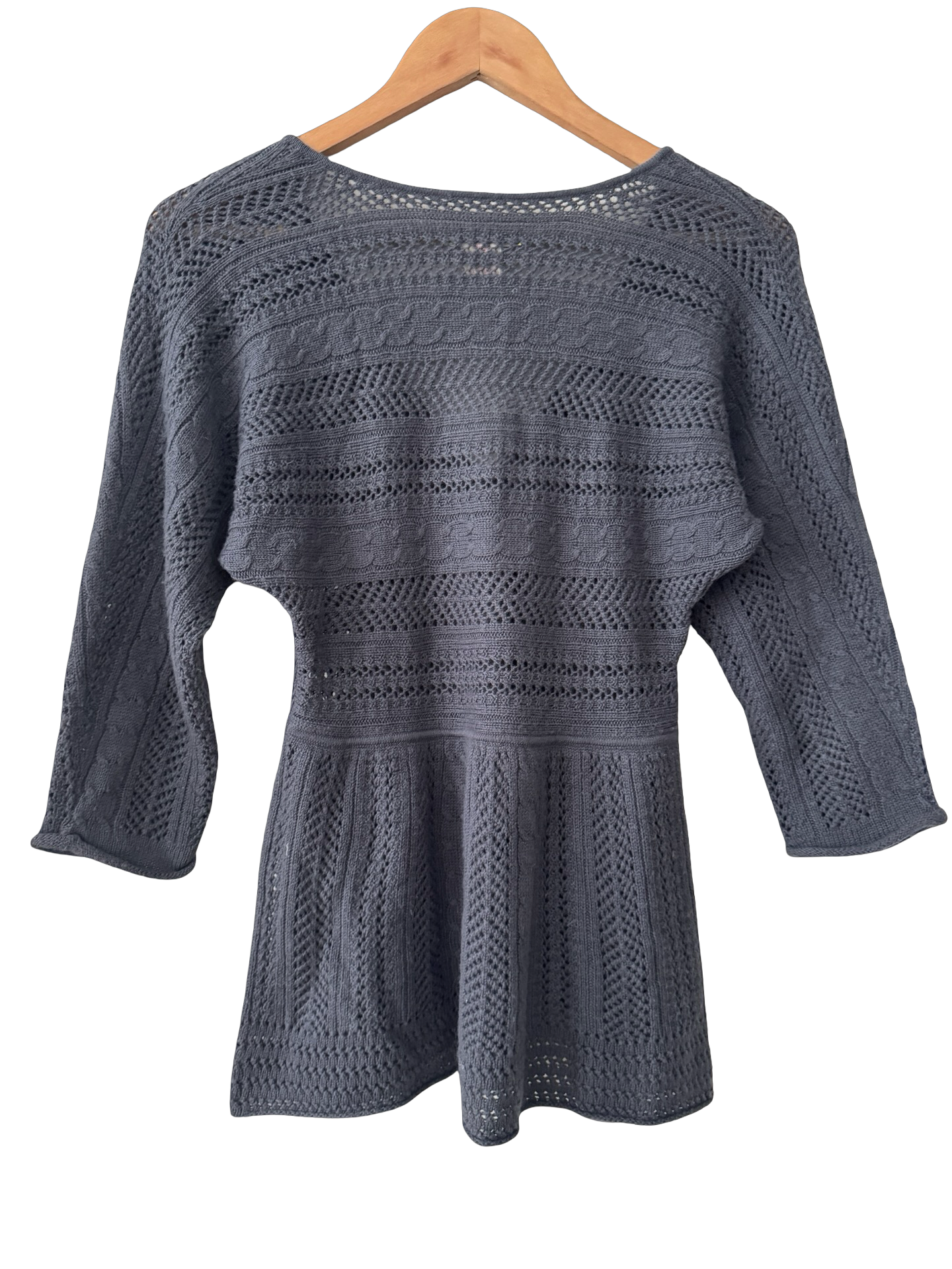 Vintage Y2K Charcoal Crochet Babydoll Sweater (S)