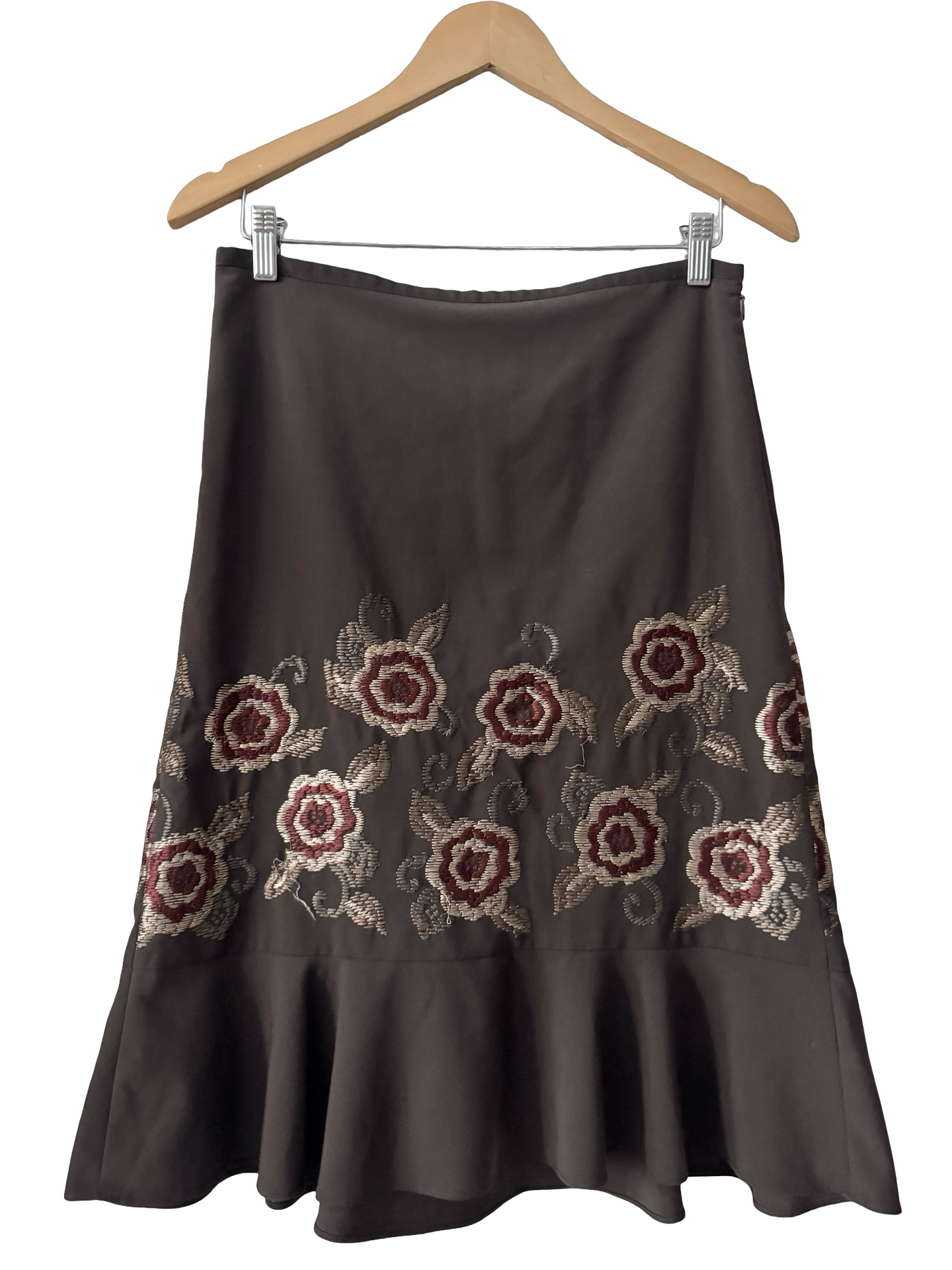 Vintage Y2K Chocolate Rose Midi Skirt (S-M)