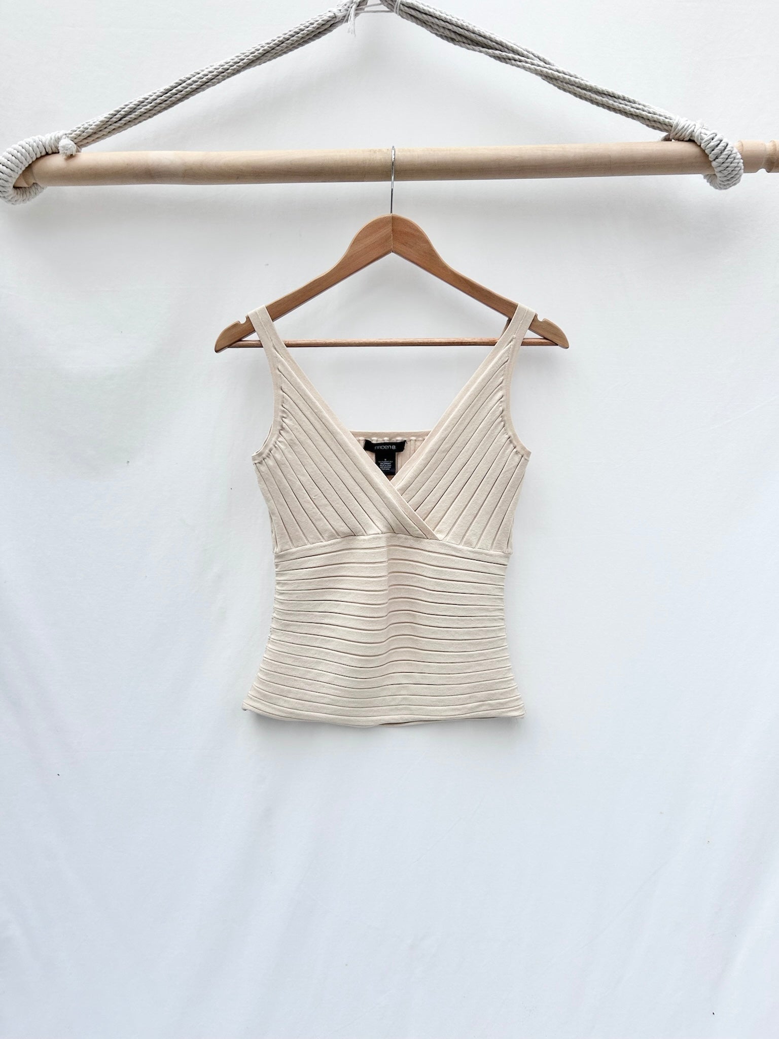 Vintage 90s Ribbed Silk Cream Cami