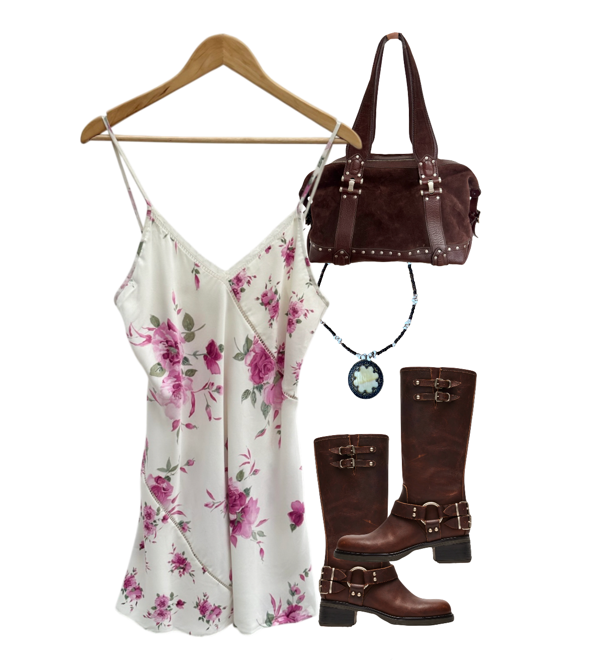 Vintage 90s Dainty Floral Mini Slip Dress (M)