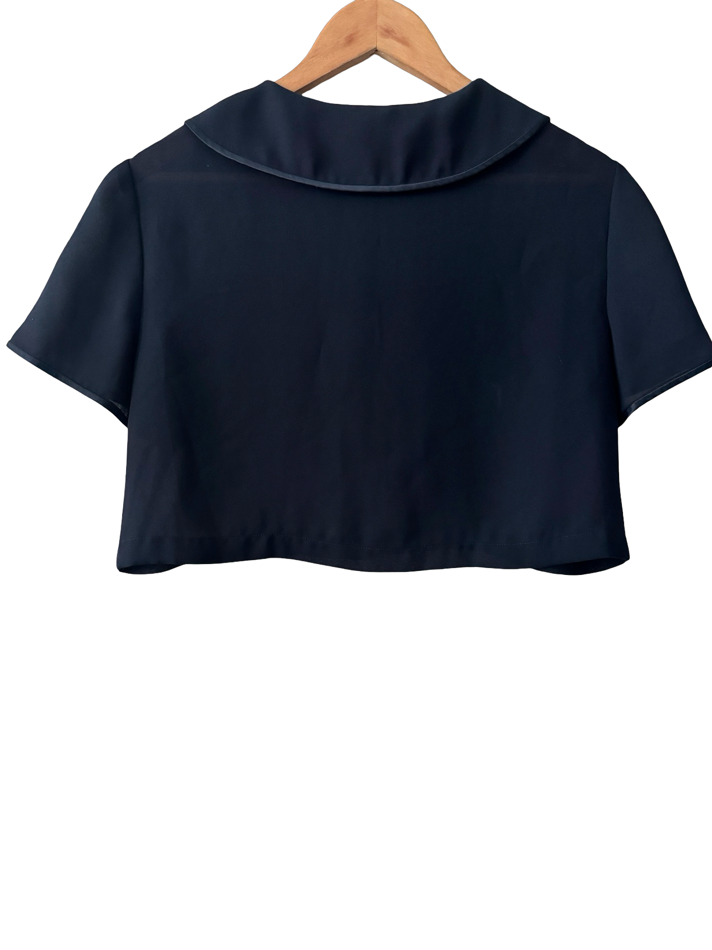 Vintage 90s Navy Peter Pan Cropped Blouse (M)