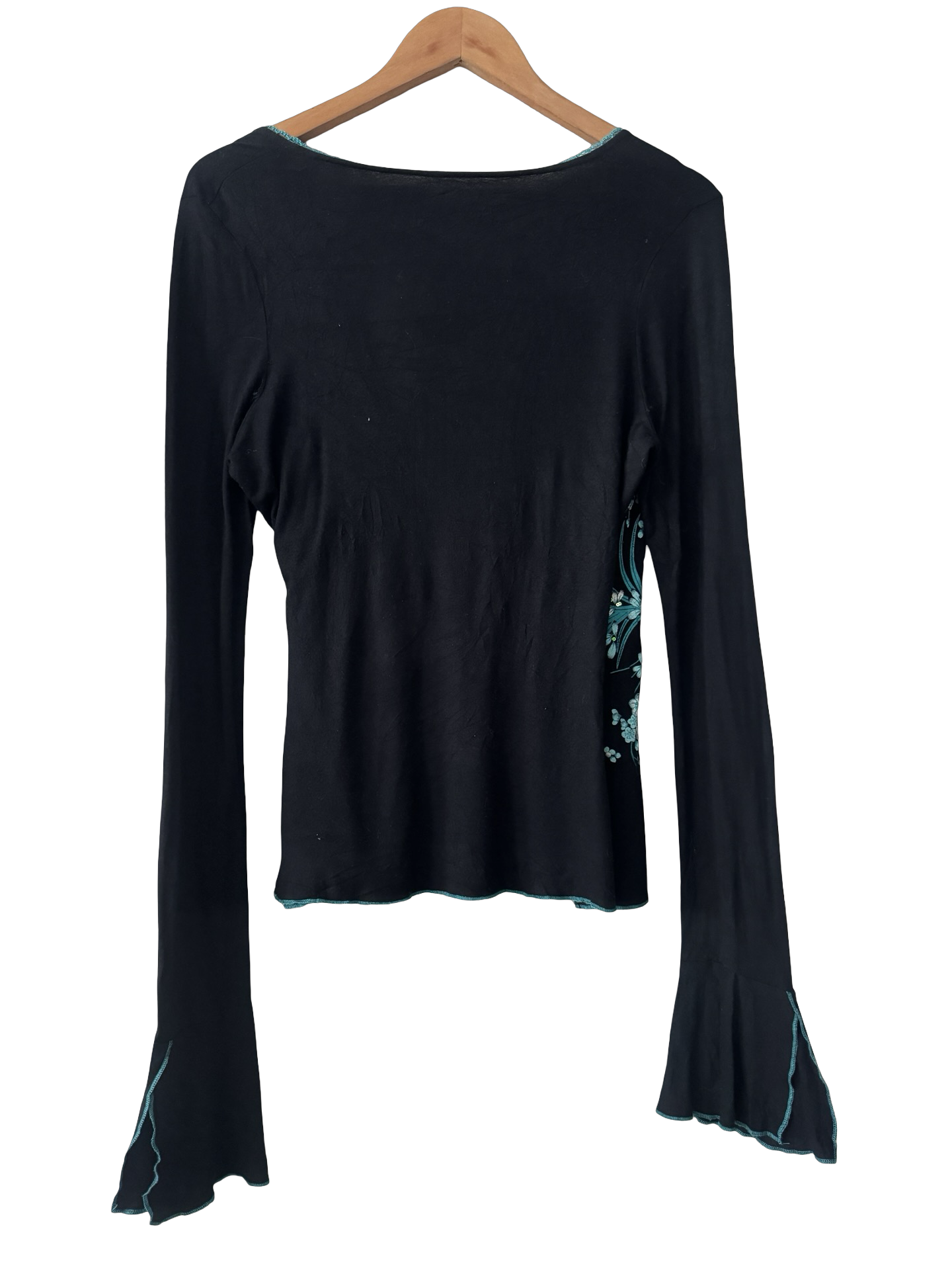 Vintage Y2K Midnight Bloom Wrap Top (M)