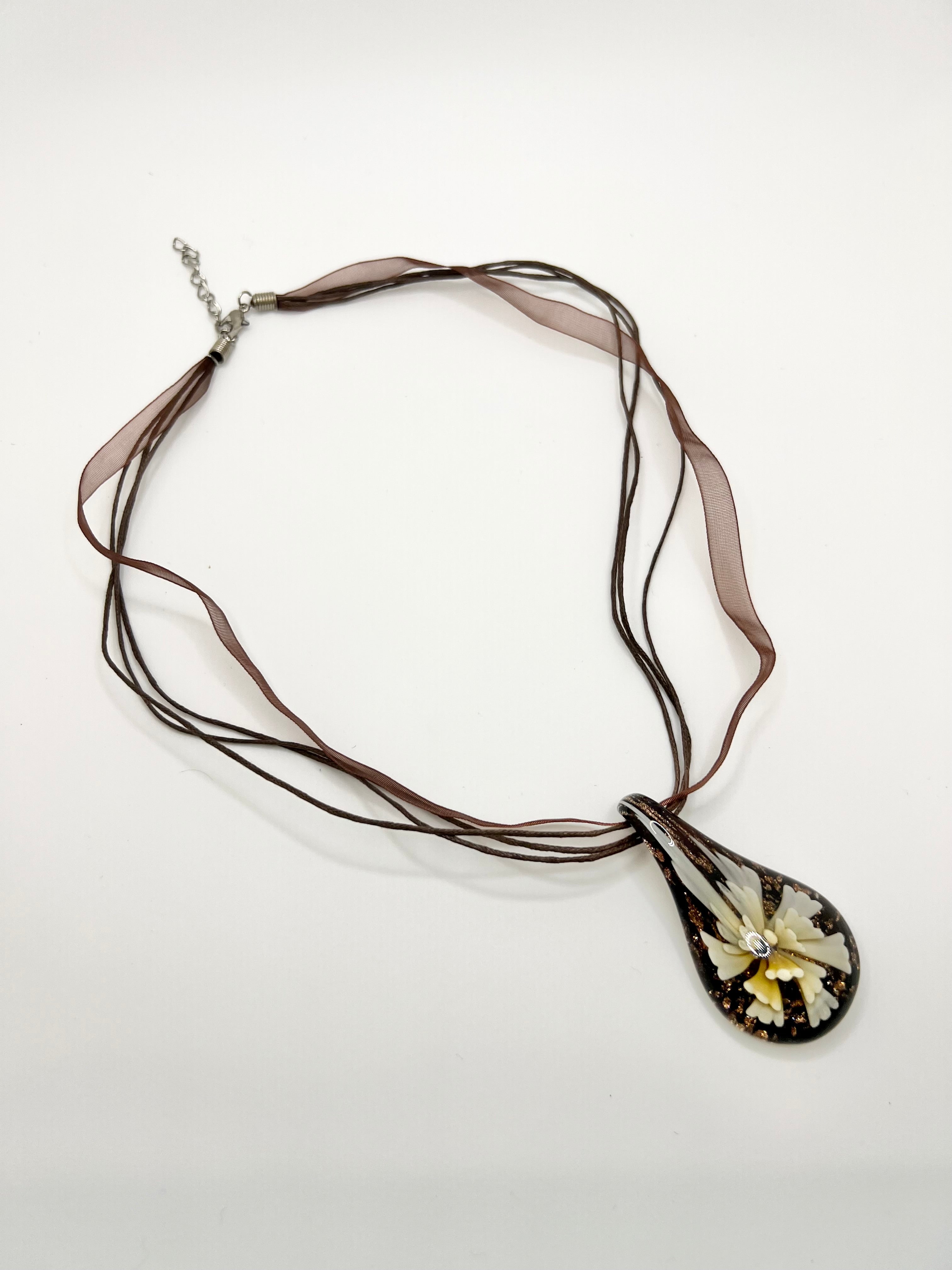 Mixed Cord Abstract Pendant Necklace