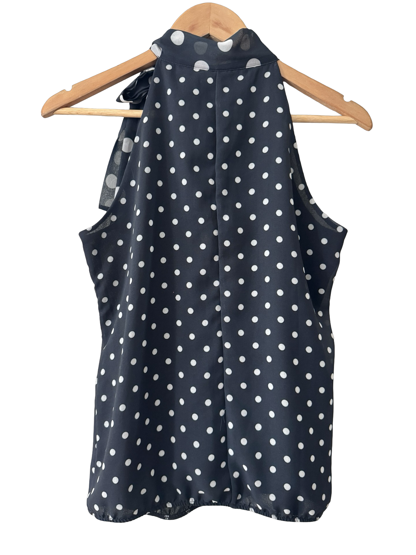 Vintage Y2K Midnight Polka Dot Halter Blouse (M)
